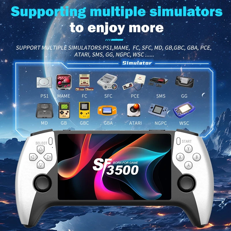5-Inch IPS HD Retro Handheld Game Console SF3500, Dual Core, 256GB Expandable