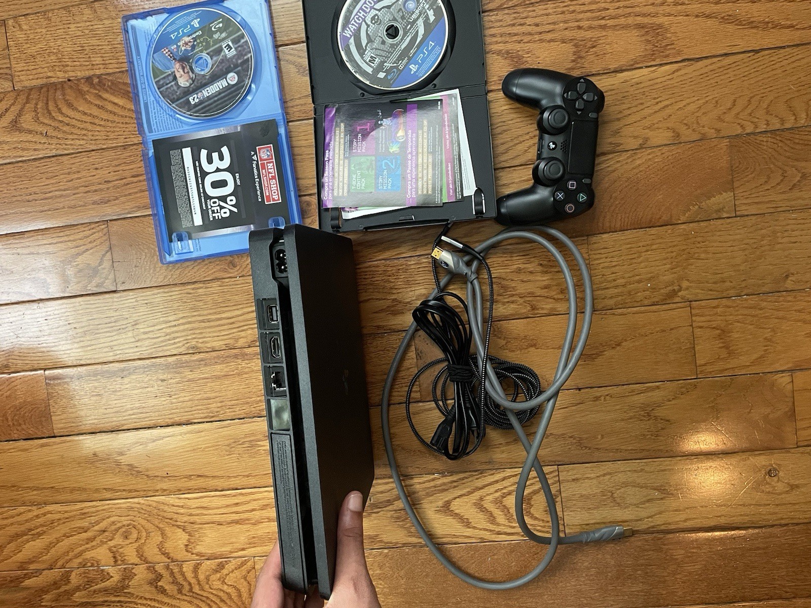 Sony PlayStation 4 Slim 500GB Black Console with Original Controllers and Games