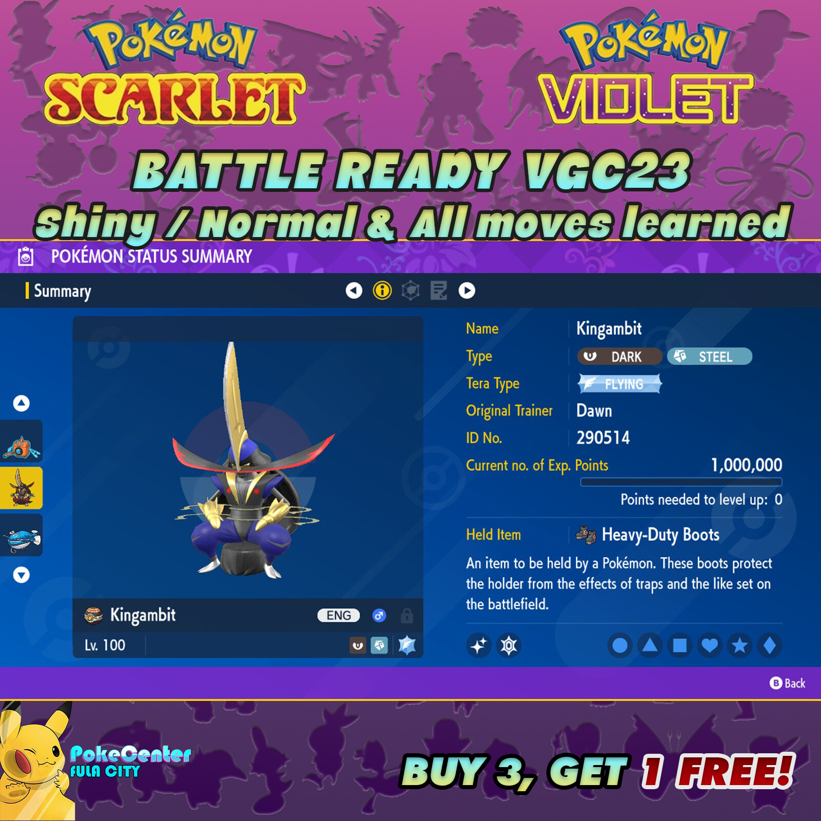 KINGAMBIT ⚡ POKEMON SCARLET VIOLET ⚡ SHINY/NORMAL ⚡ 6IV BATTLE READY VGC 23 ⚡