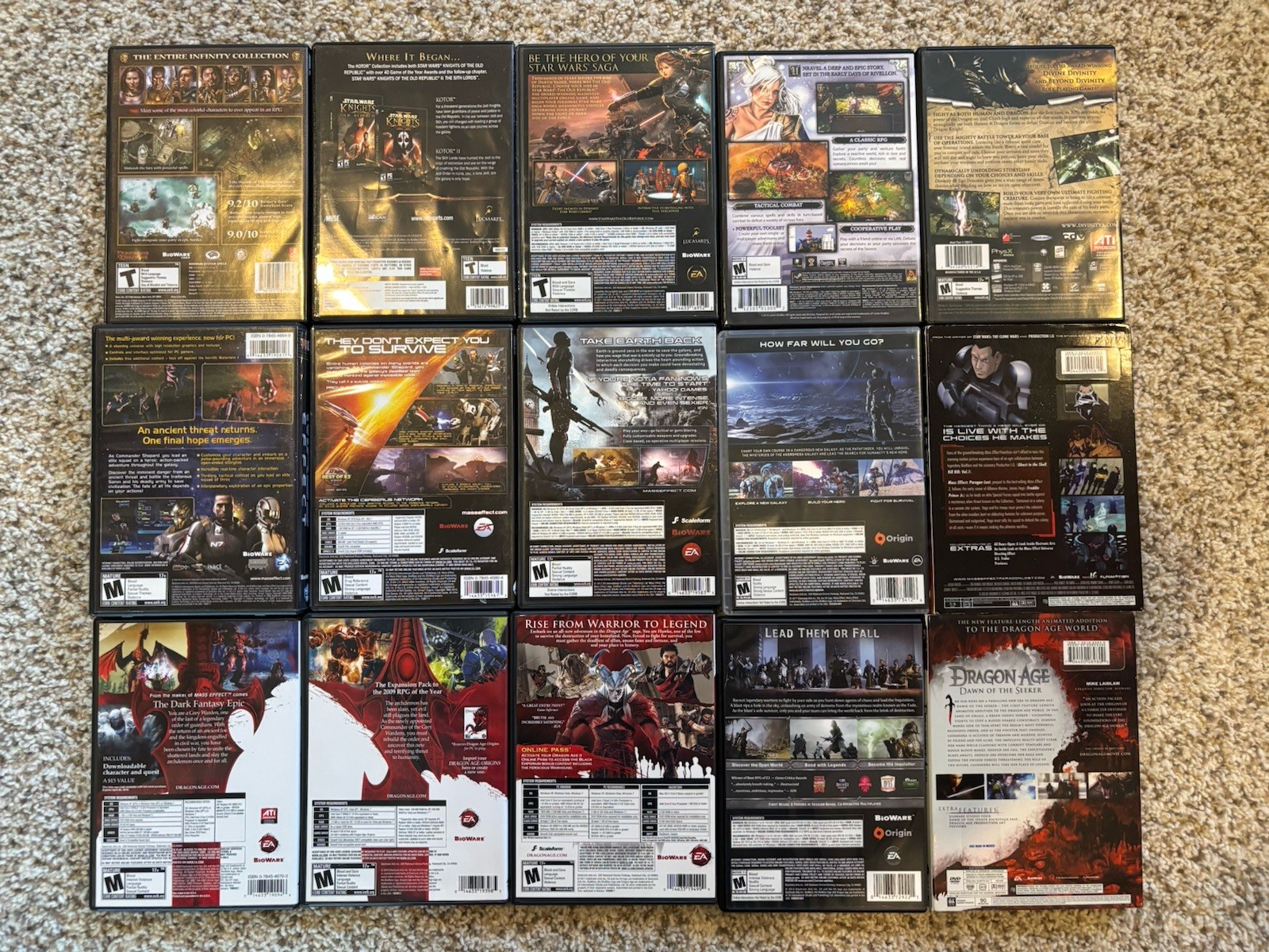 PC CRPG DVD Box Lot: Mass Effect, Dragon Age, Divinity, Old Republic, BG IWD D&D