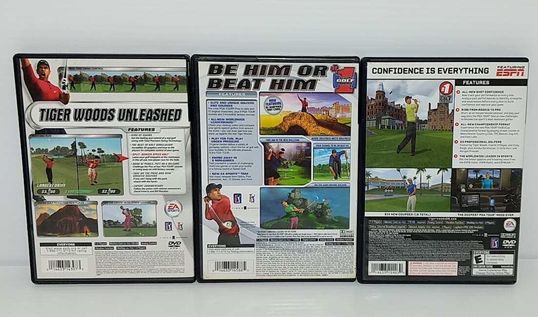 PS2 Playstation 2 Tiger Woods PGA Tour Lot of 3 2002 2003 2008 Video Games