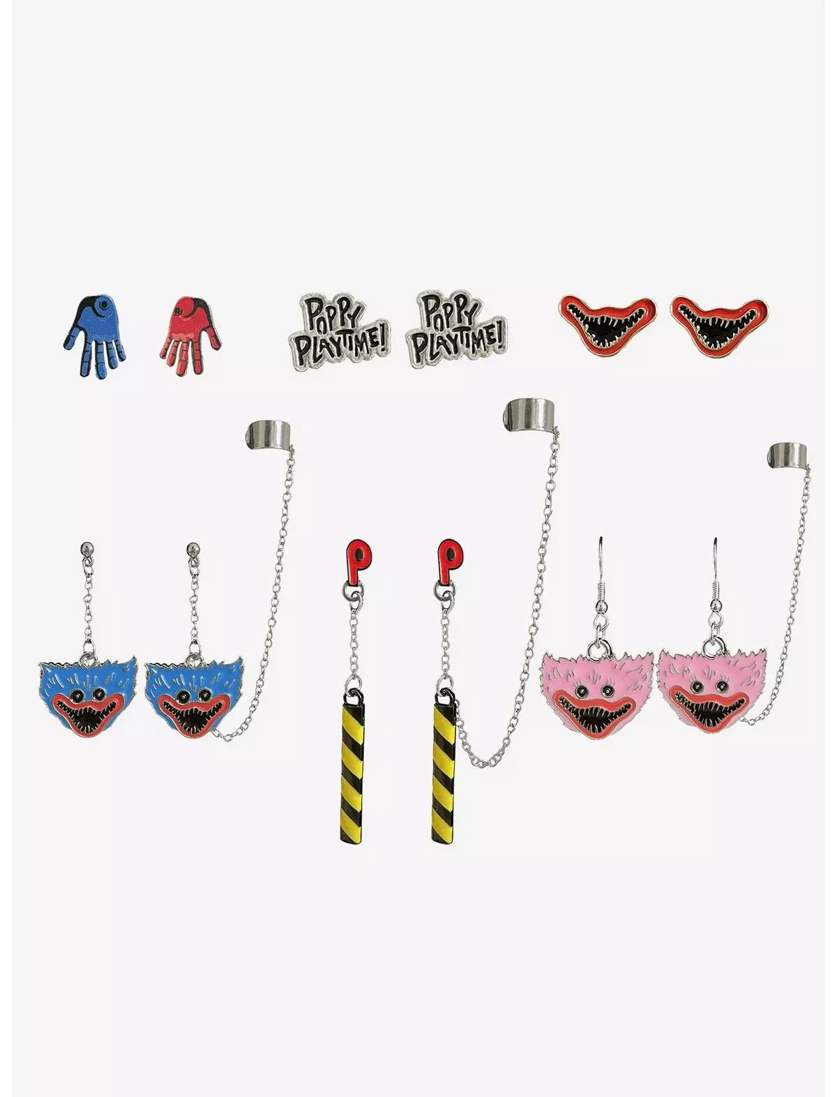 Huggy Wuggy & Kissy Missy Cuff Earring Set of 6 Pair Horror Game Poppy Playtime
