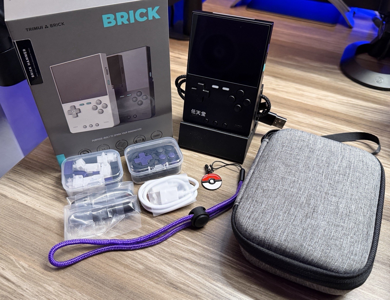 Custom TrimUI Brick Hammer w/ Better Buttons Mod, Purple Buttons 512GB + Extras