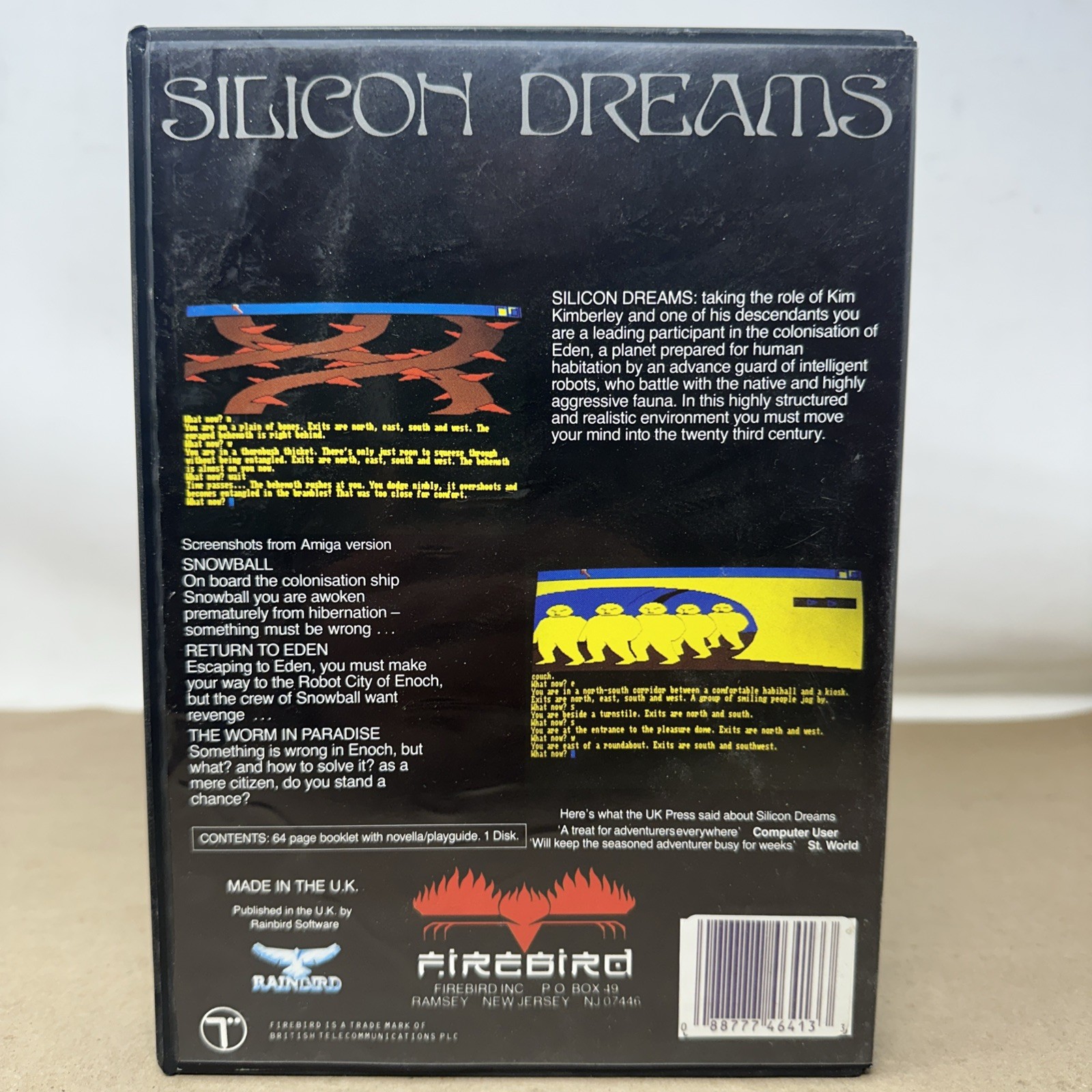 Silicon Dreams Firebird 1986 Amiga Game Big Box Snowball Return Eden A5