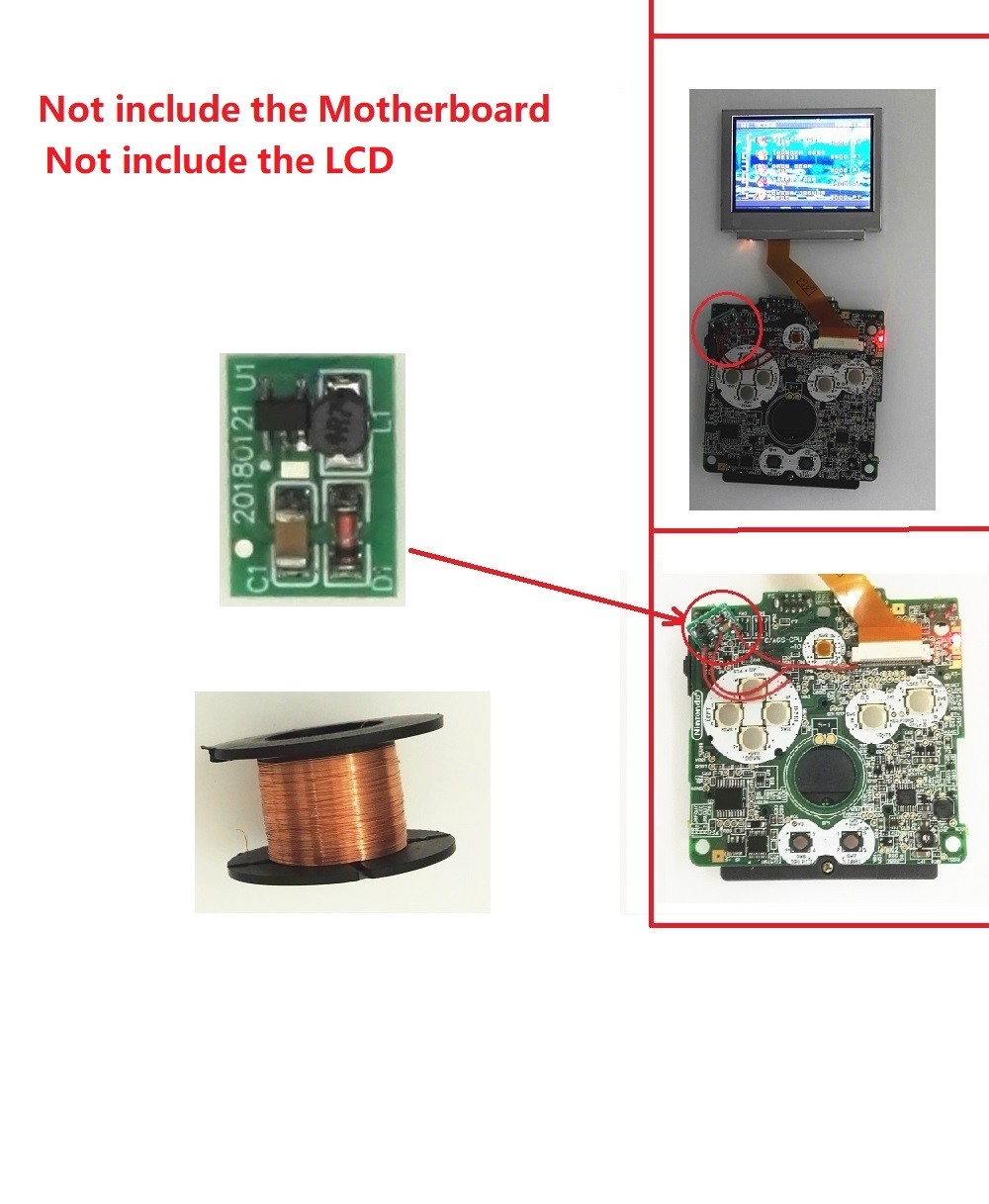 GBA SP AGS-001 Frontlight Change to GBA SP AGS-101 Backlight LCD Transfer Board