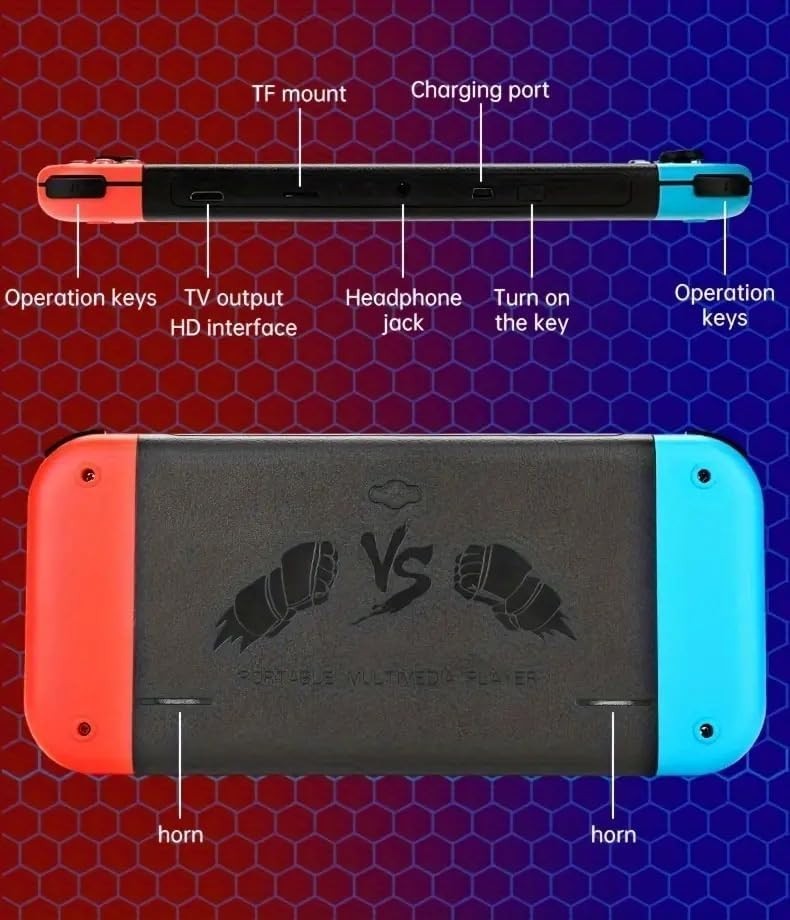 X80 blue red Handheld Game Console 16gb 7 inch HD Retro Game Support TV Games