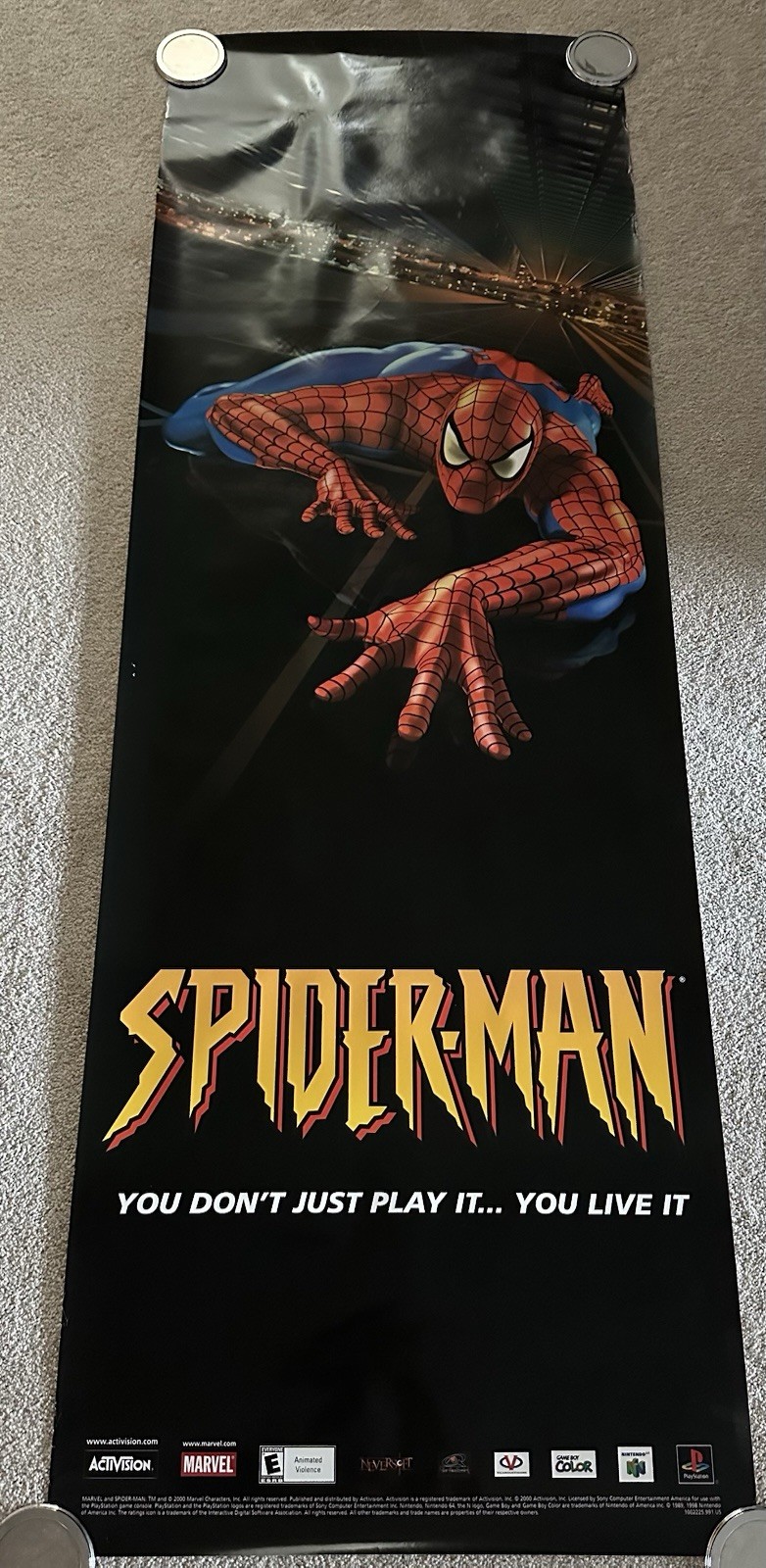 Spider-Man Video Game Poster Sony PlayStation Nintendo 64 2000 Marvel 72×24 #2
