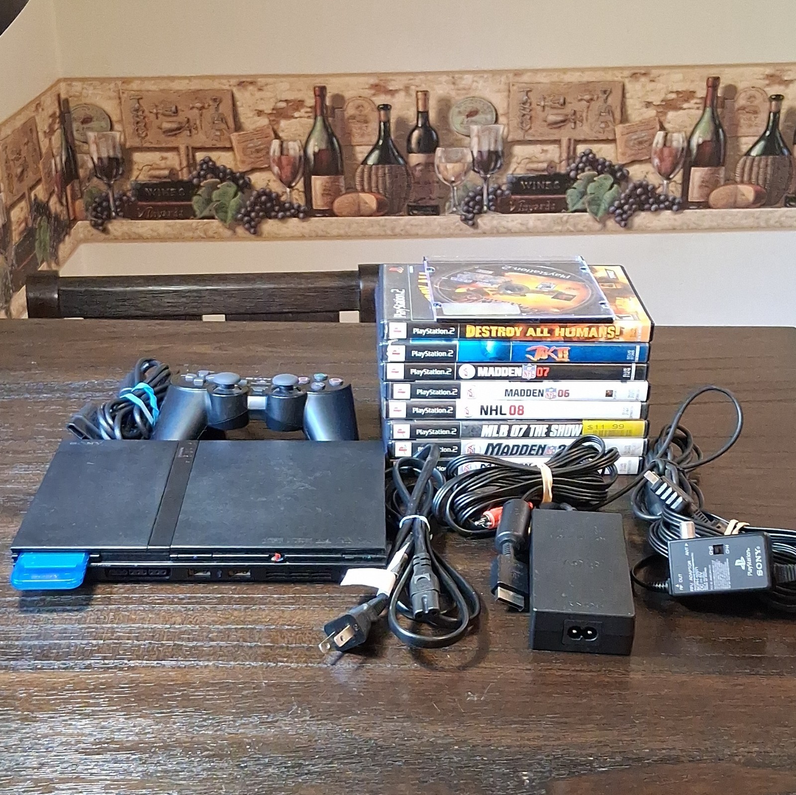 Original PS2 Slim Bundle, Cleaned & Tested w/Controller, All Cords, Games, etc.
