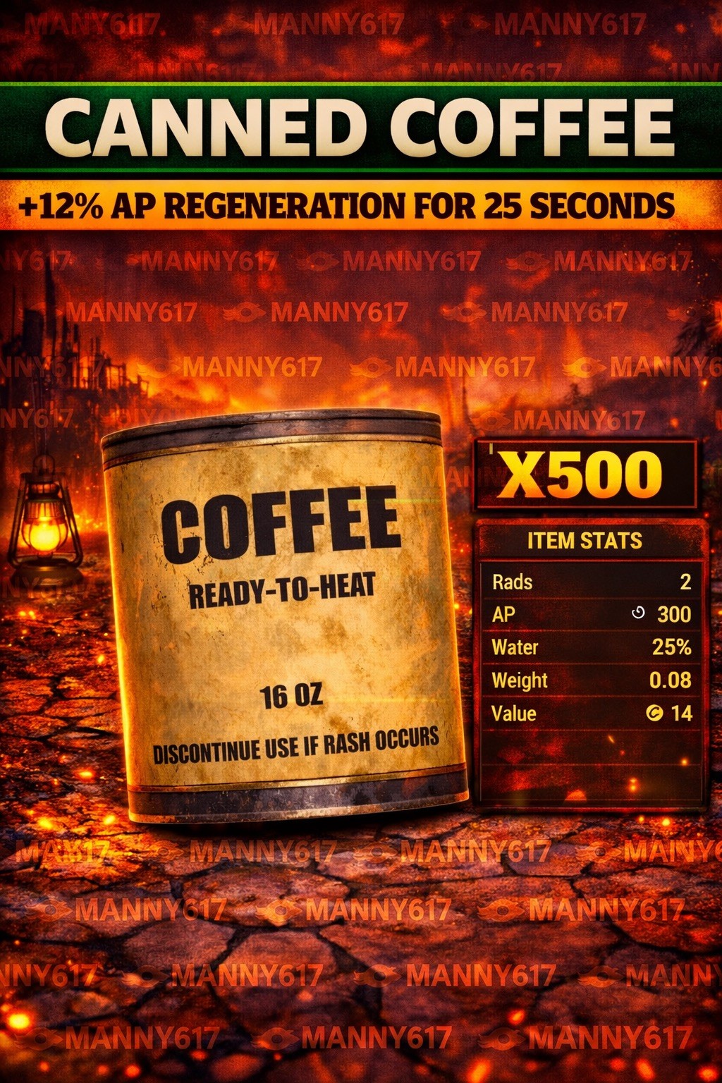 Fallout 76 PS4 / PS5 – 500x CANNED COFFEE – AP Regen Boost | PvP / PvE Ready