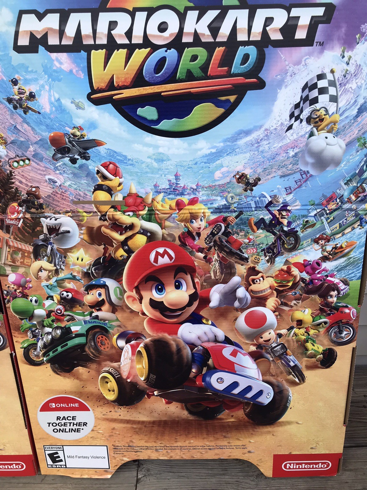 Lot Of 2 5ft Mario Kart World Cardboard Display Double Sided Nintendo Switch 2