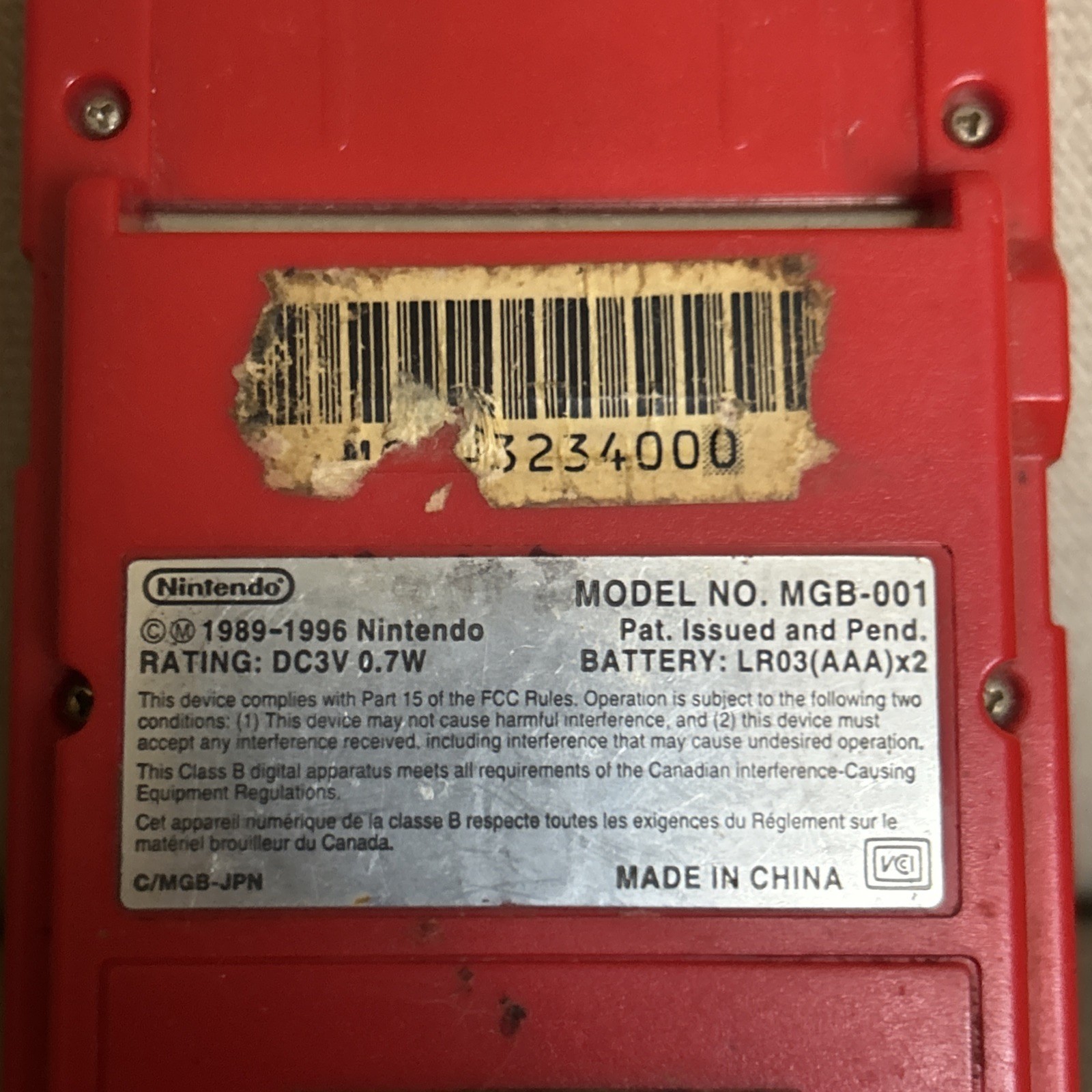 Nintendo Game Boy Pocket – Red (Turns On) AND Pokémon Blastoise case for it !!
