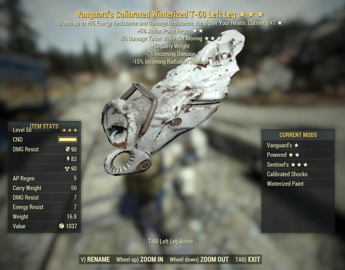 ⭐️⭐️⭐️ (PC) Vanguard T-60 Sentinel Power Armor Set ( FULL AP REFRESH) Winterized