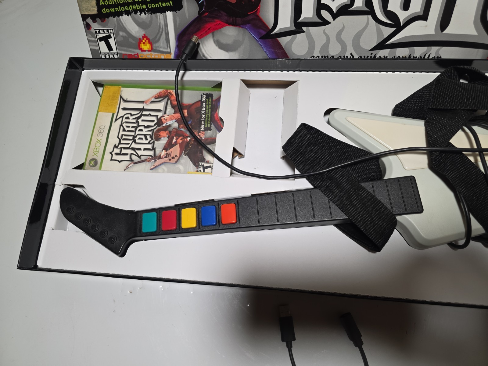 Guitar Hero II Microsoft Xbox 360 Wired X-plorer Guitar Bundle W/ Game & Strap