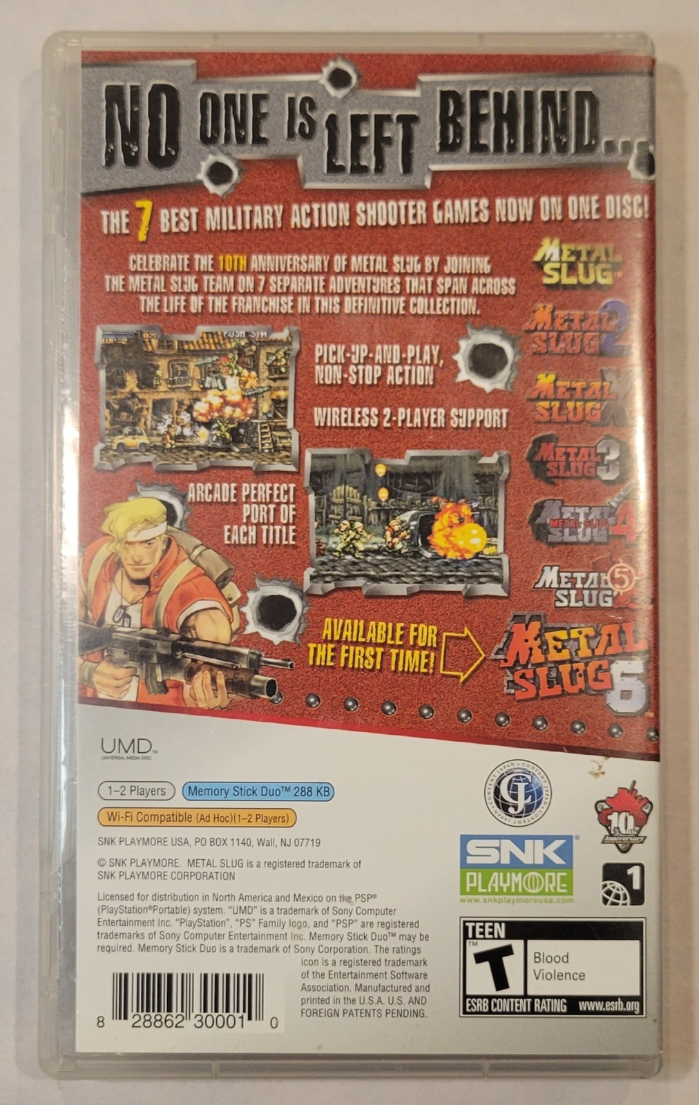 2007 Metal Slug Anthology Sony PlayStation Portable PSP Case & Manual – No Game