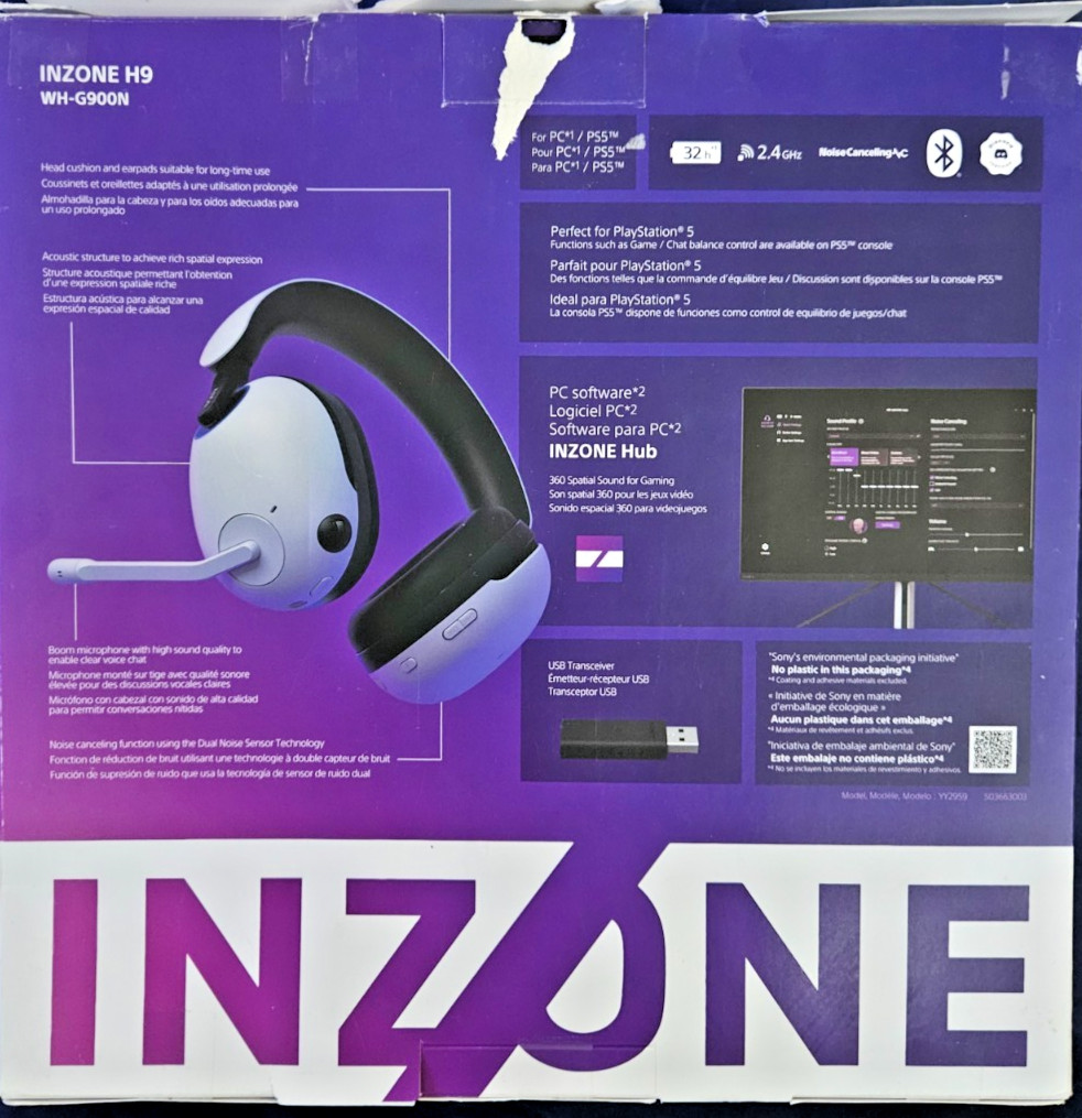 Sony INZONE H9 Gaming Headset Wireless Noise Canceling Bluetooth Headset