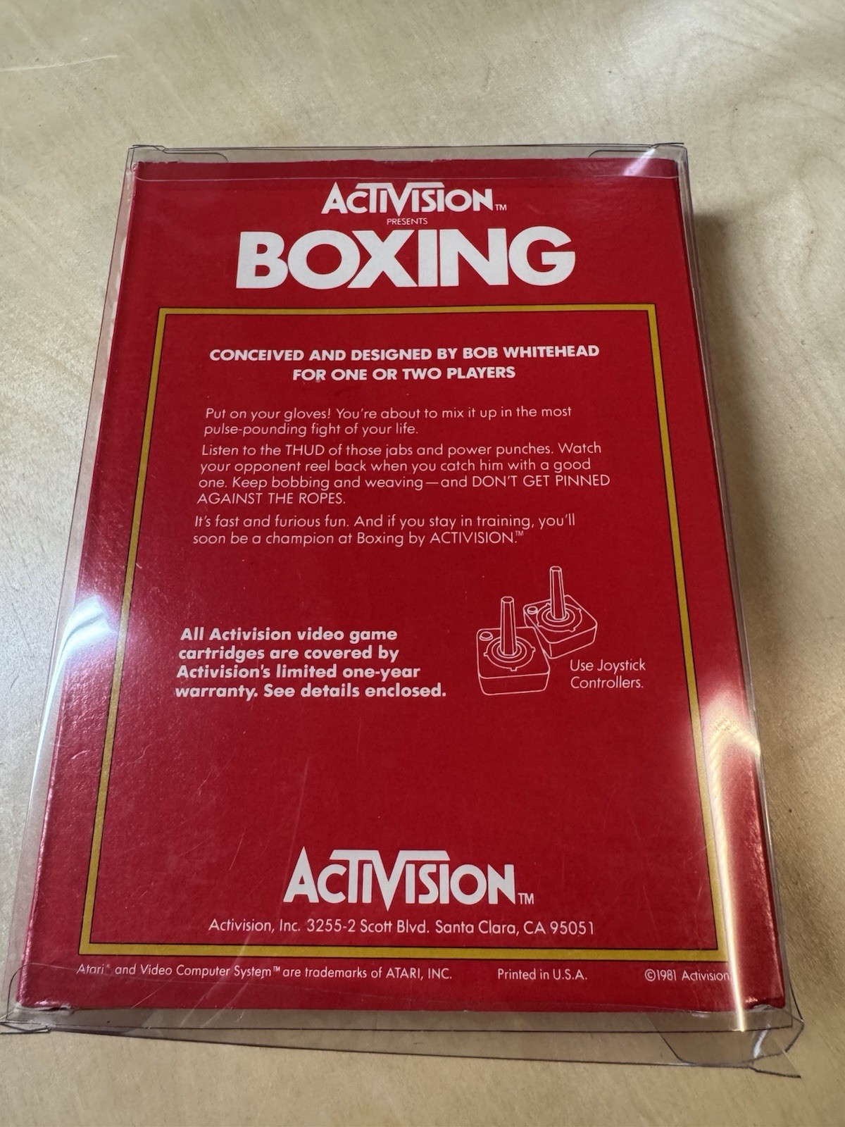 Activision Boxing Atari 2600 Video Game Cartridge AG-002 with Box and Manual