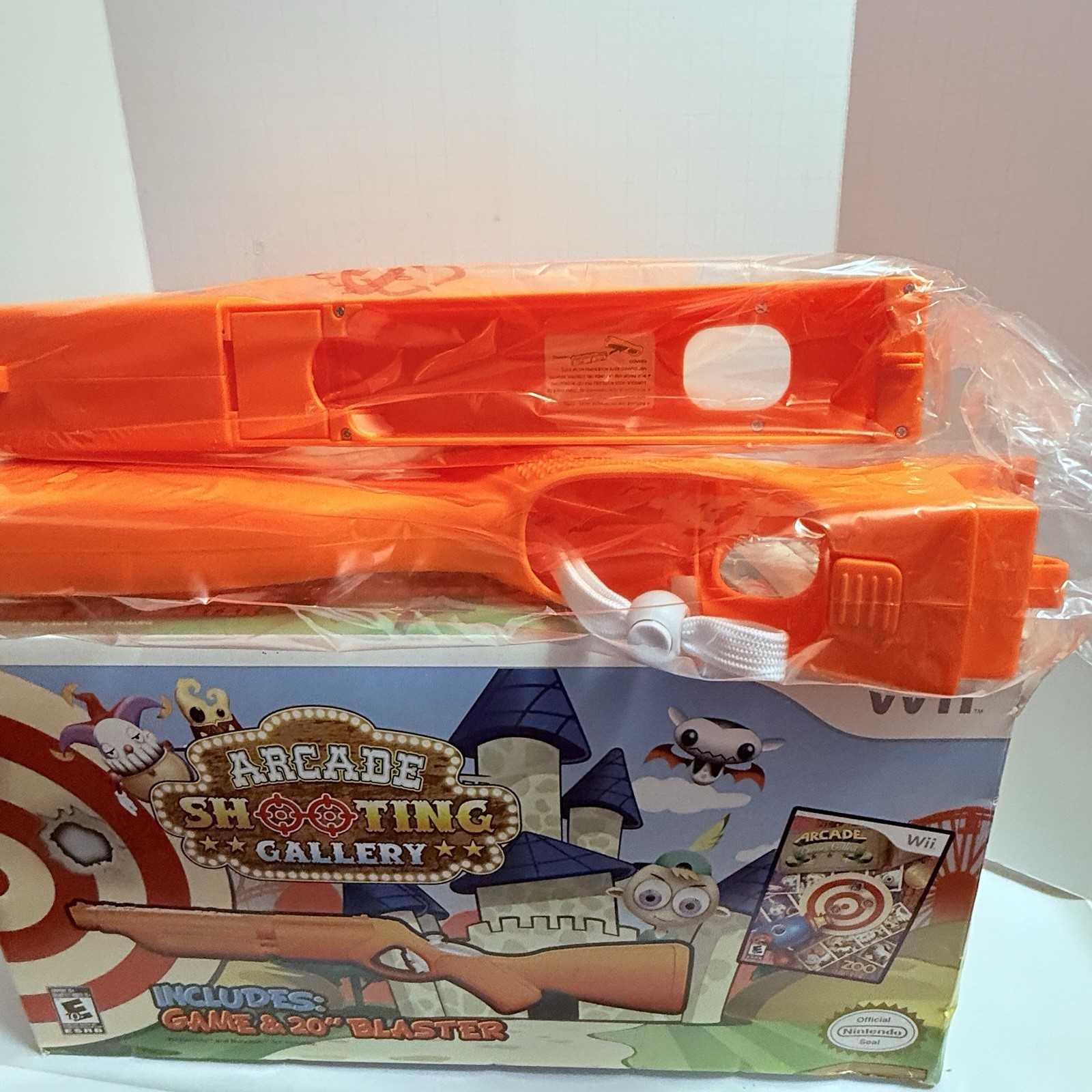 SEALED Arcade Shooting Gallery Blaster & SEALED Game Nintendo Wii Open Box NIB