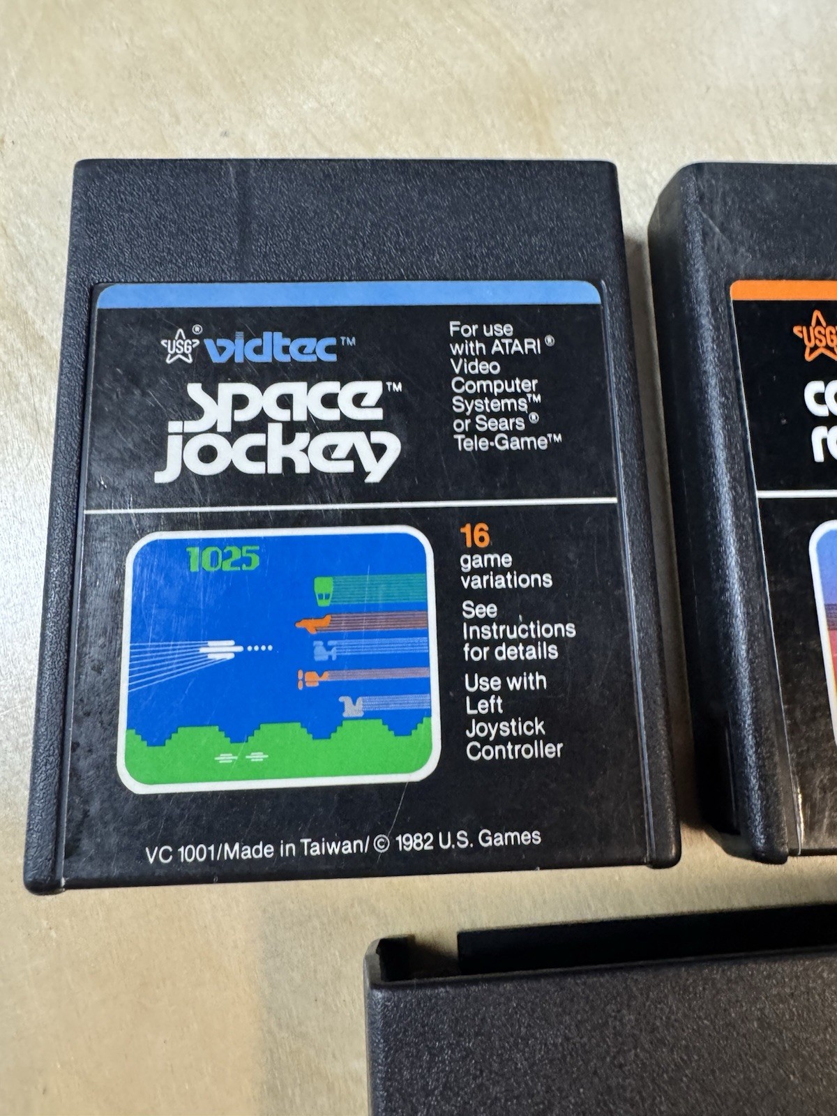 Atari 2600 3 Video Game Lot Space Jockey Towering – Word Zapper – Commando Raid