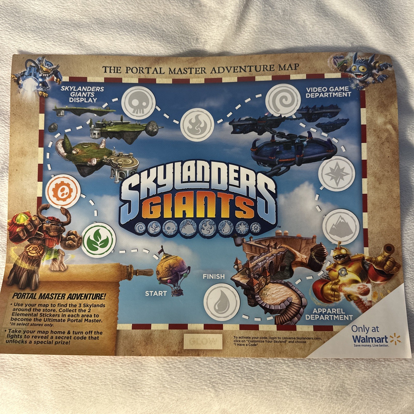 Skylanders GIANTS Adventure map |poster BRAND NEW 8.5×11- Advertising Exclusive