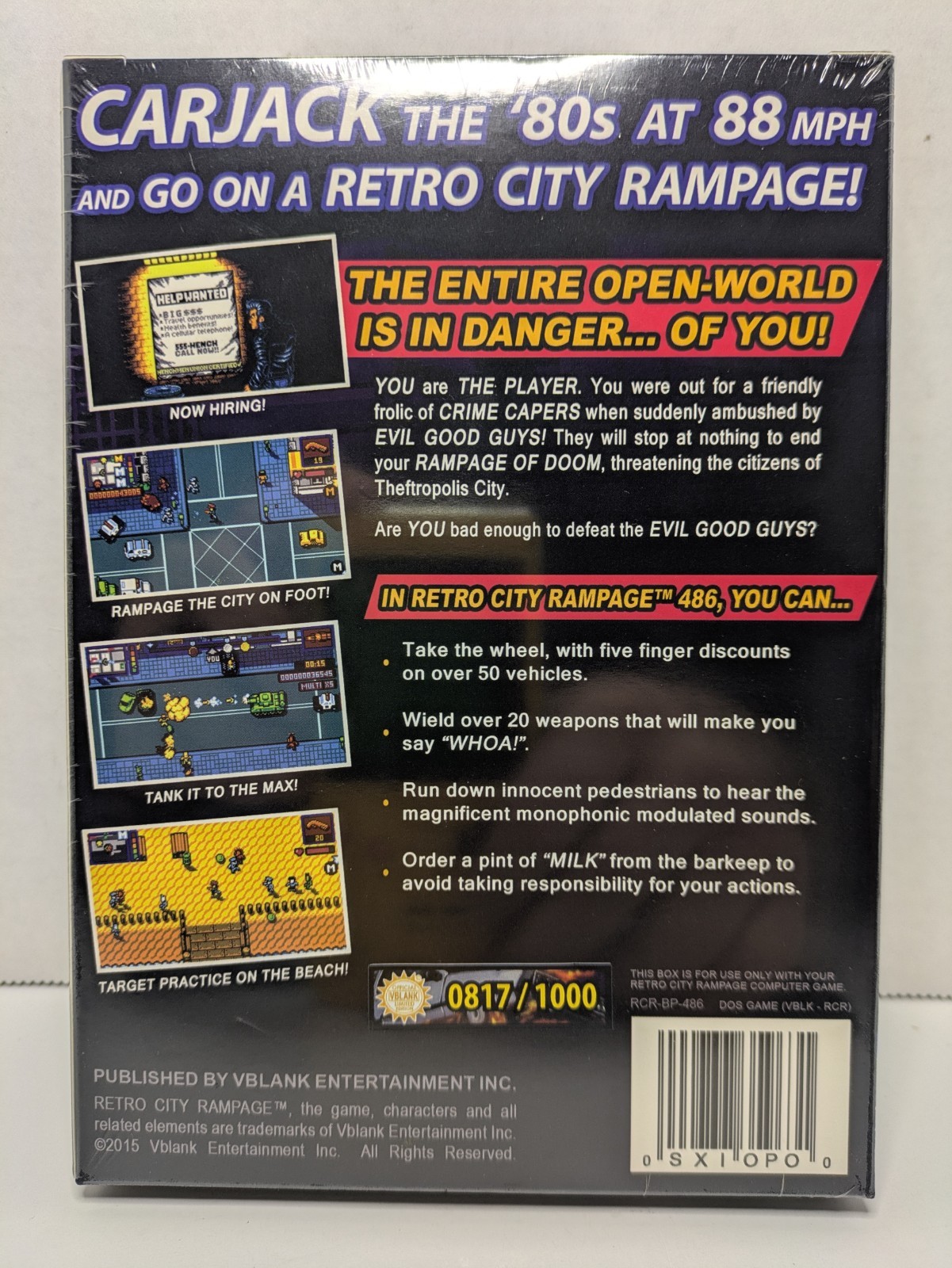 Retro City Rampage 486 (PC, IBM, MS-DOS, 2015) #0817 of 1000 — Limited Edition
