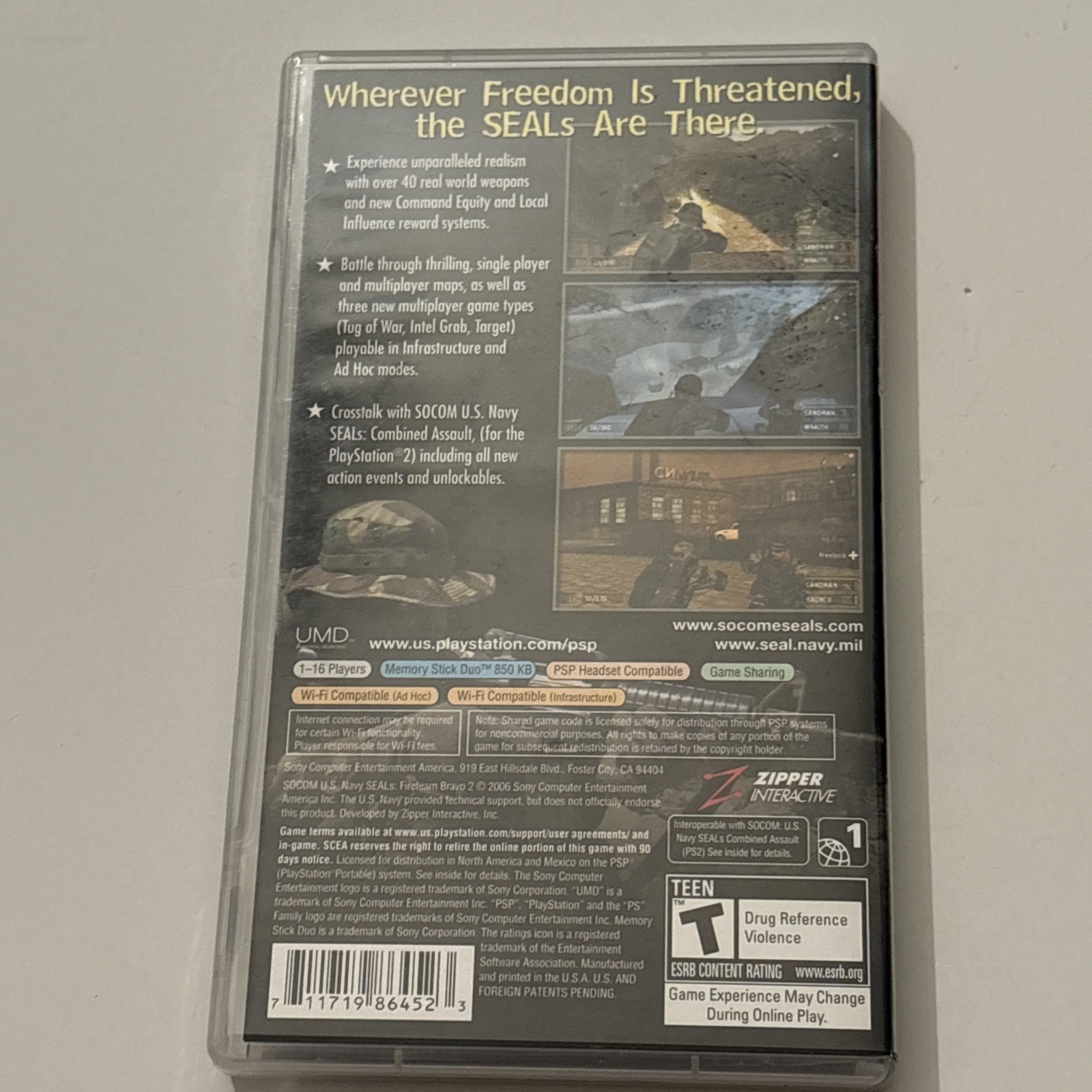 SOCOM U.S. Navy SEALs Fireteam Bravo 2 (Sony PSP, 2006) Greatest Hits – w/ Man.