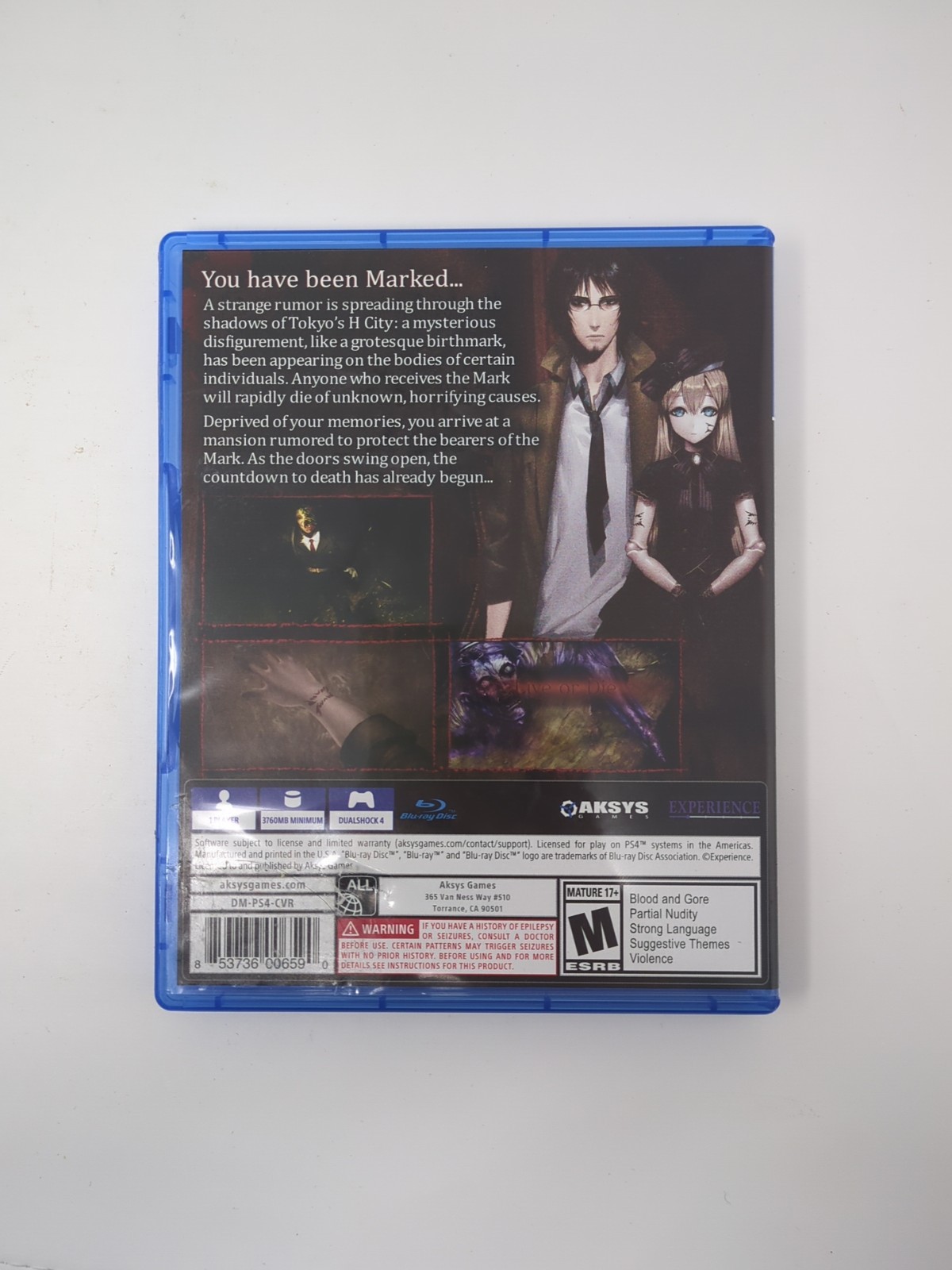Death Mark (Sony PlayStation 4, 2018) Complete Tested CIB PS4 Aksys 2104098
