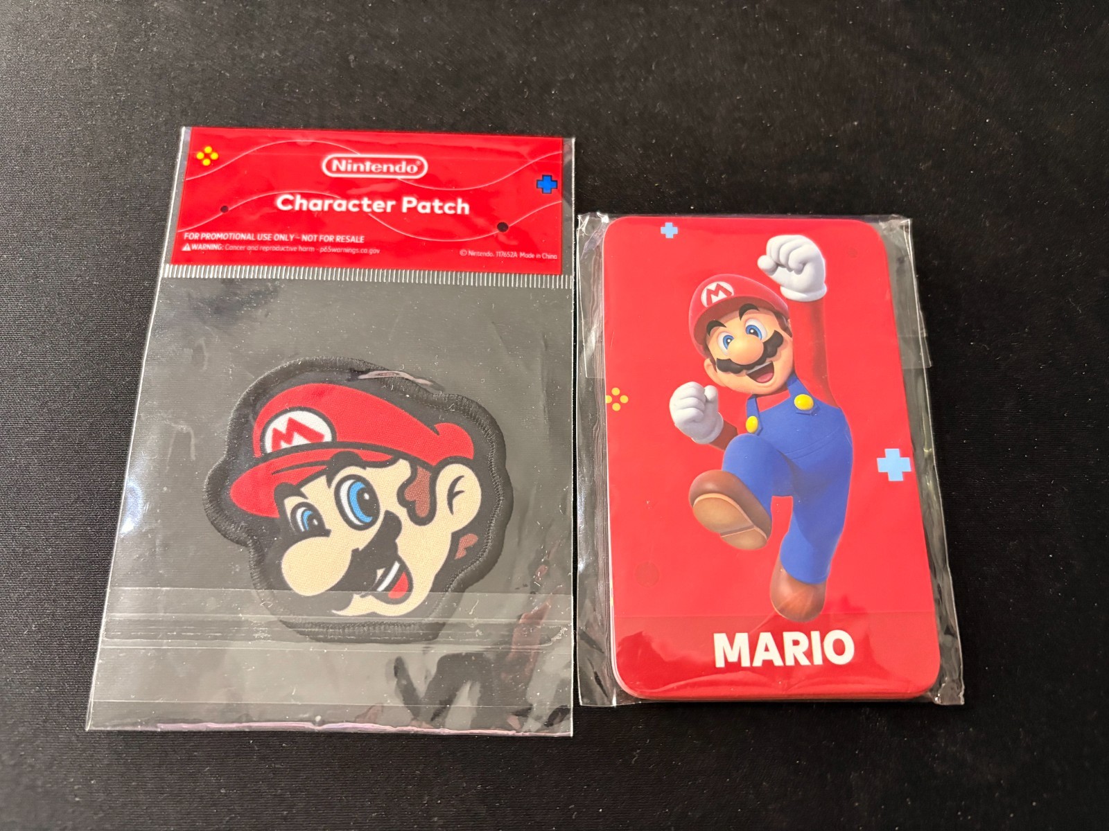 Authentic Super Mario Promo Bundle: 2023 Character Card Set & Iron-On Patch