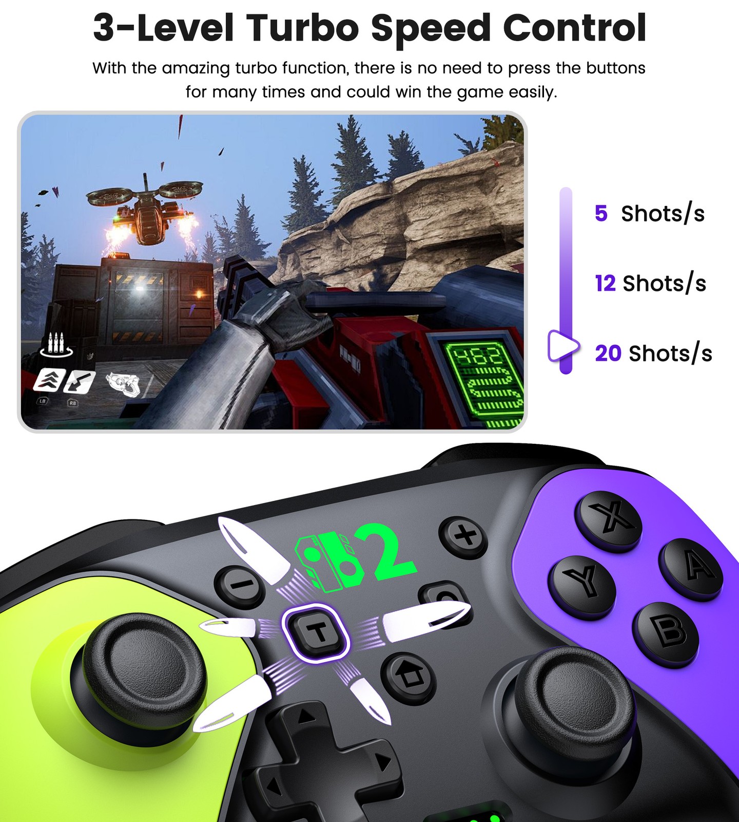 Wireless Pro Switch 2 Controller for Switch 2/Switch/Lite/OLED/Android/iOS