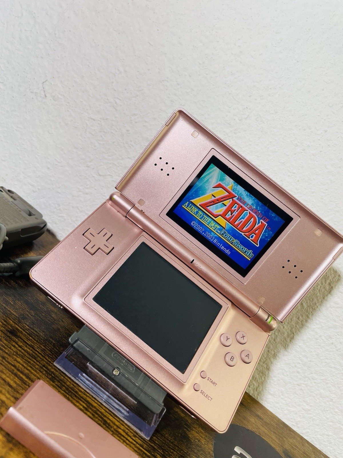 Nintendo DS Lite Pink Handheld Bundle Charger Stylus GBA Player – FOR PARTS READ