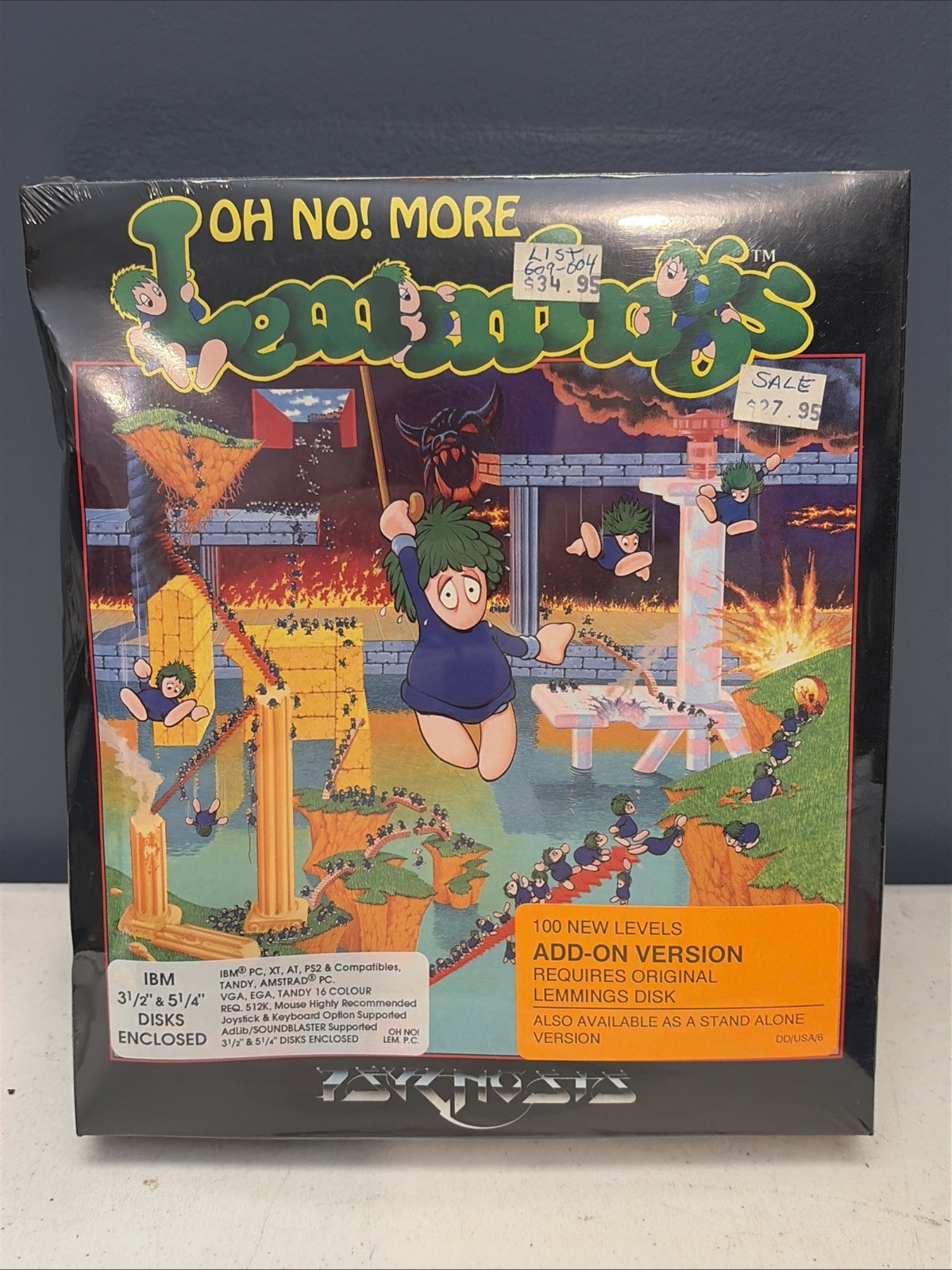 Oh No! More Lemmings 1991 Big Box 3.5″ & 5.25″ Disks ADD ON VERSION NEW & SEALED