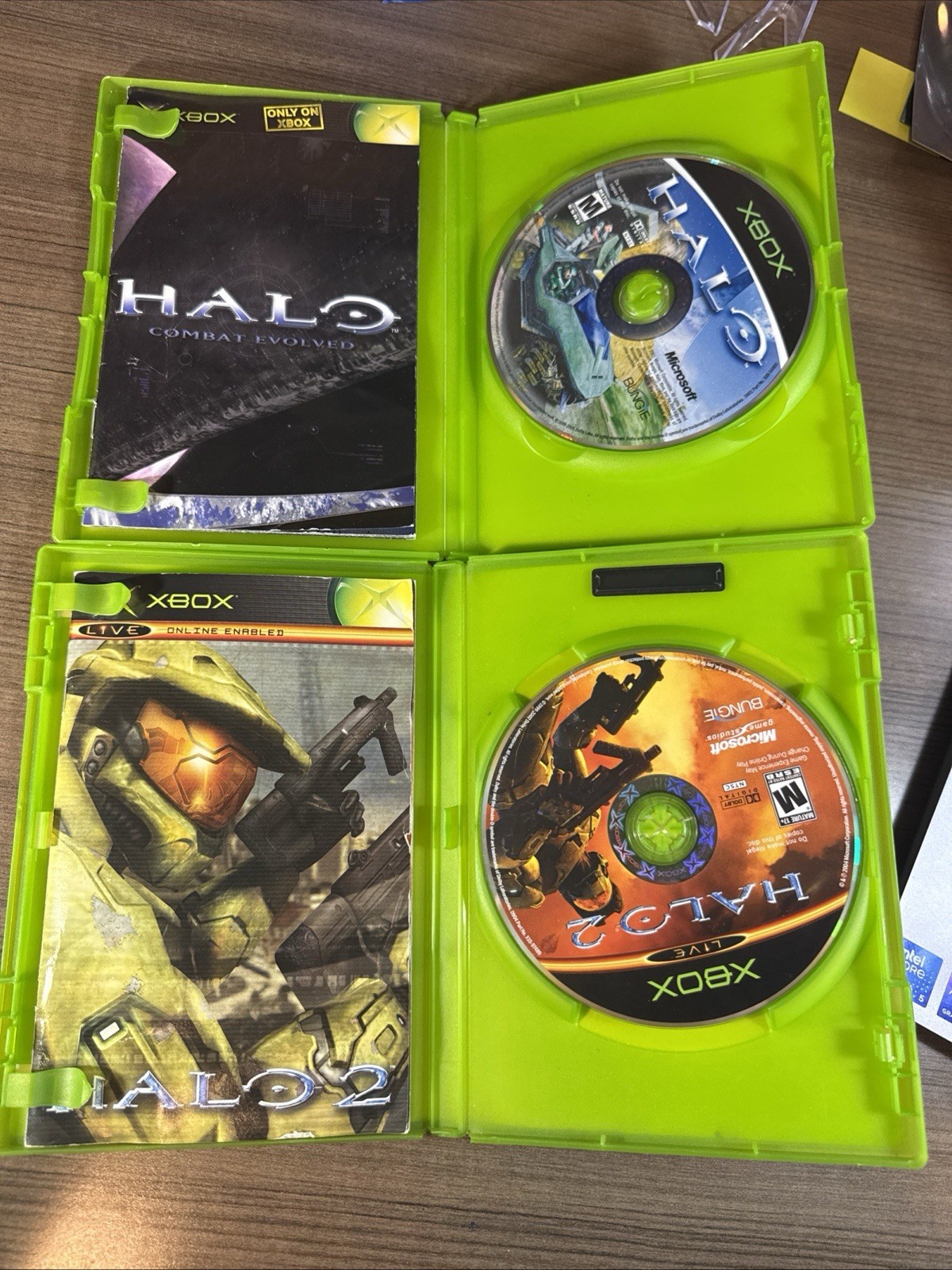 Halo 1 Combat Evolved and Halo 2 Original Xbox Lot Of 2 Video Games Manuals Case