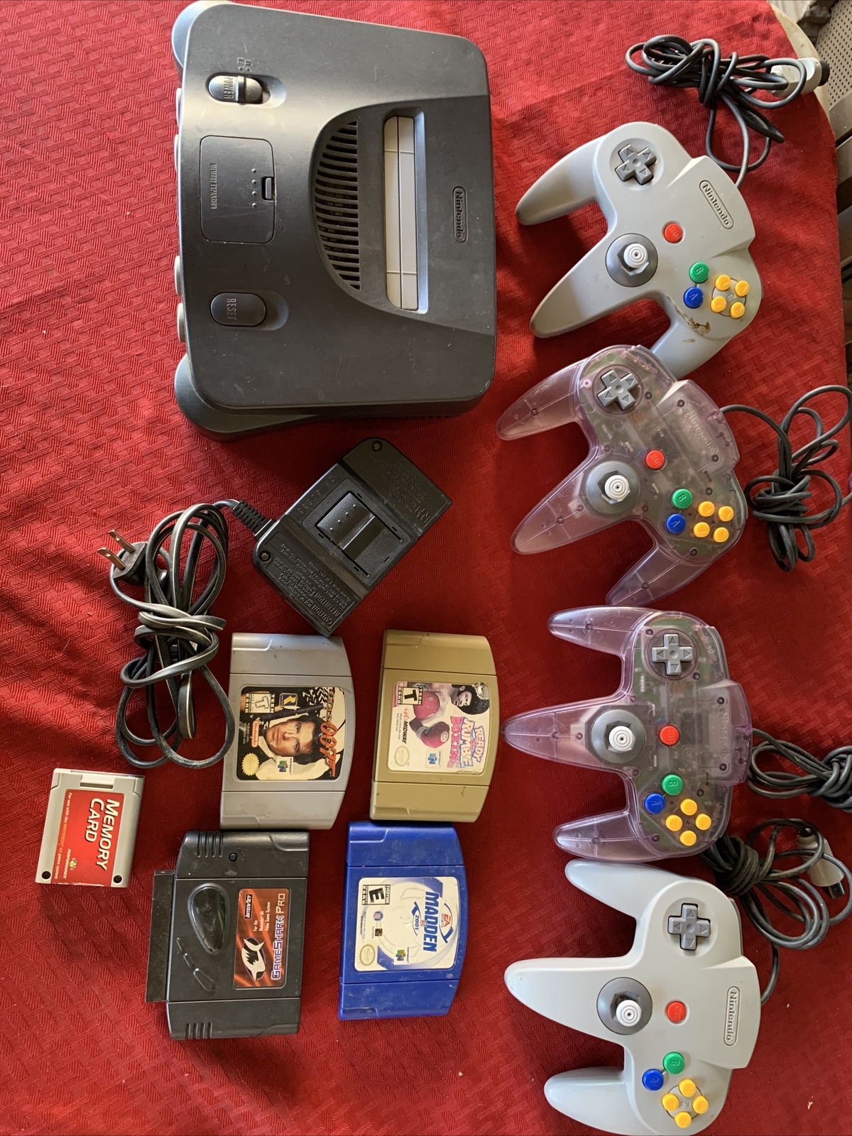 N64 Nintendo 64 Console 4 CONTROLLERS + Cords + Games