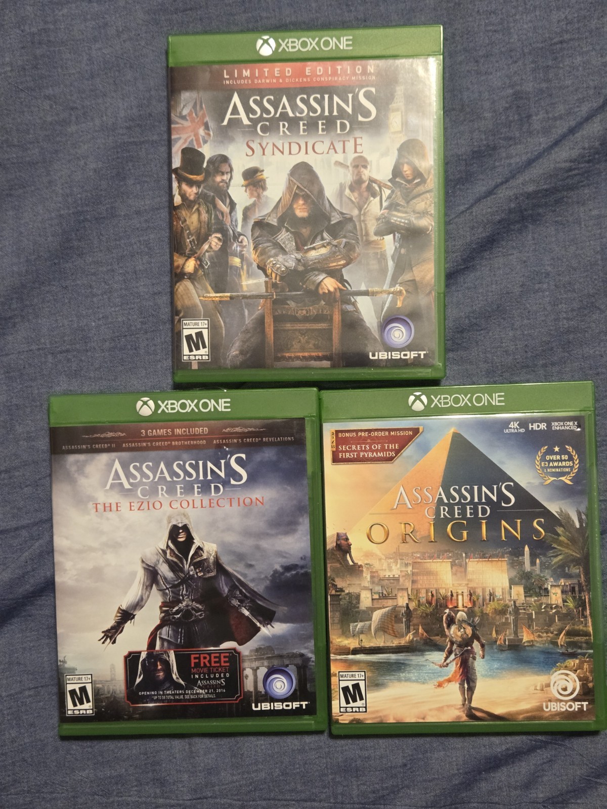 Xbox One Assassins Creed Game Lot (Origins, Ezio Collection, Syndicate)