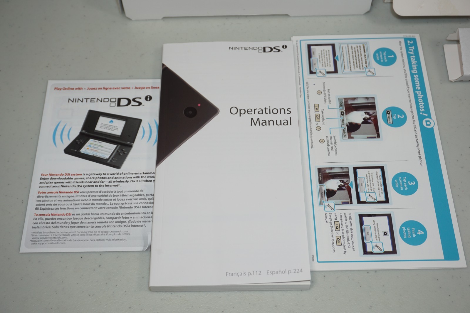 Nintendo DSi Light Blue Empty Box with Inserts Manual Booklets Pen