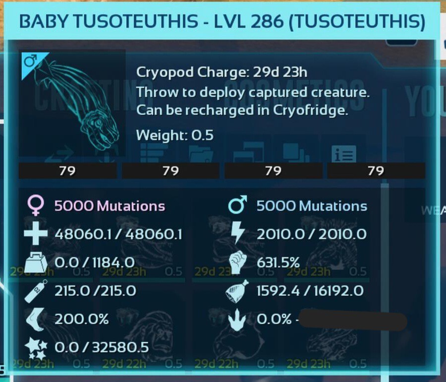 ARK ASCENDED PVE OFICIAL PAIR BABY TUSO BLACK ID79 HIGH STATUS PC/XBOX/PS5