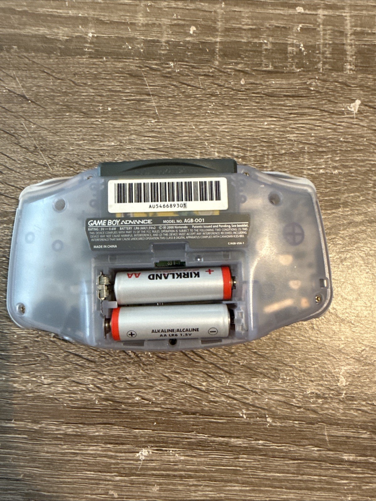 Nintendo Game Boy Advance Console System – Clear Glacier – Missing Battery Cover