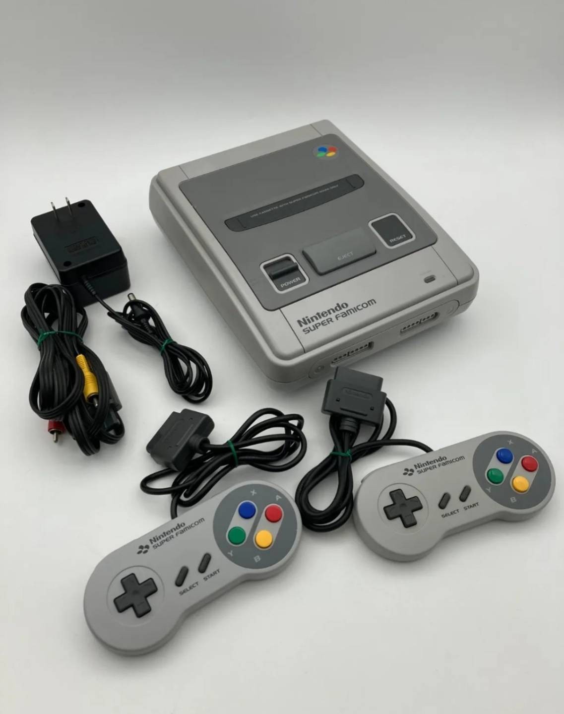 Nintendo Super Famicom Console Controller x2 SNES Japan ver. Tested Working JP