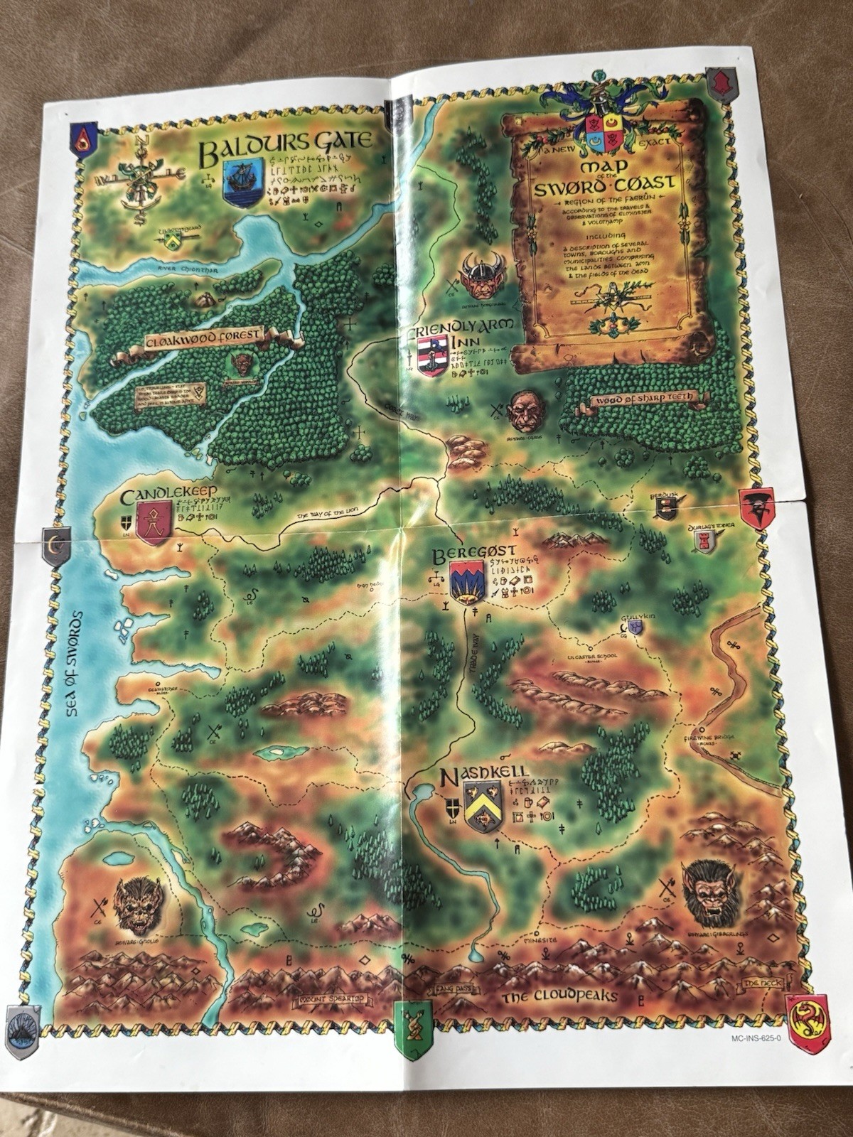 Baldur’s Gate Sword Coast Map – Original 1998 PC Game Fold-Out Poster Insert