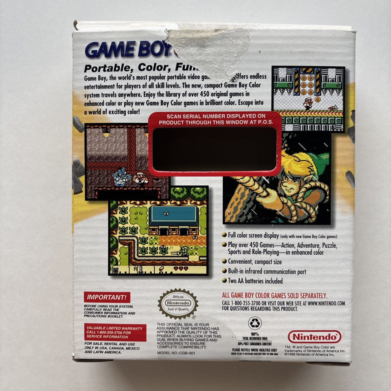 Vintage Nintendo Game Boy Color Berry & Dandelion Pink Yellow Box Only Manual