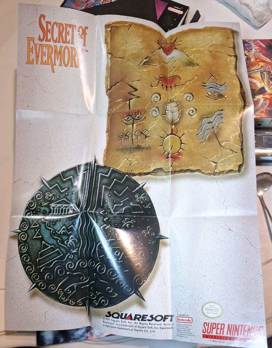 Secret of Evermore SNES 1995 Complete in Box with Poster & Instruction Guide