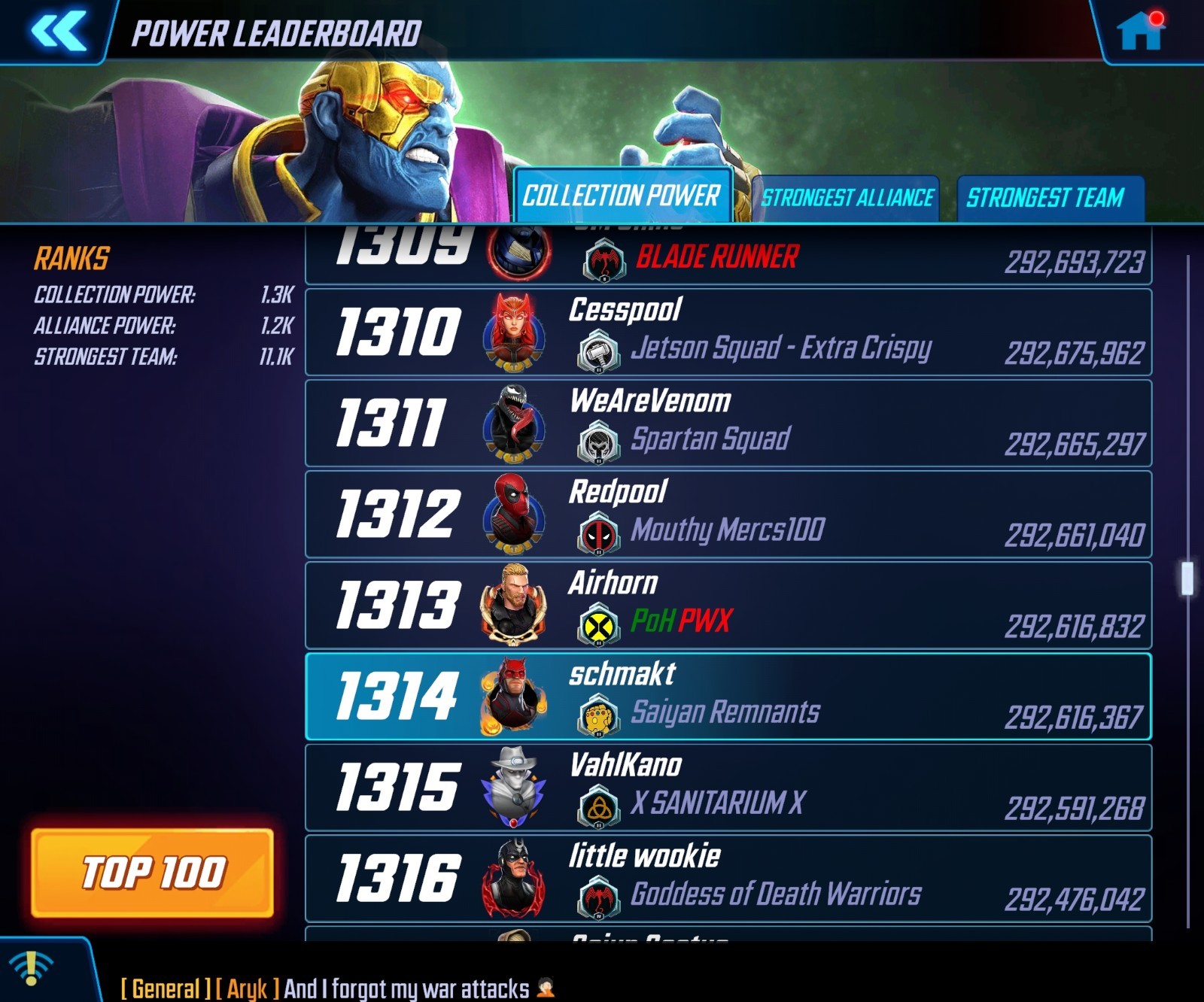 MARVEL STRIKE FORCE ACCOUNT – 292 Million Total Power, 9 Million Best Team
