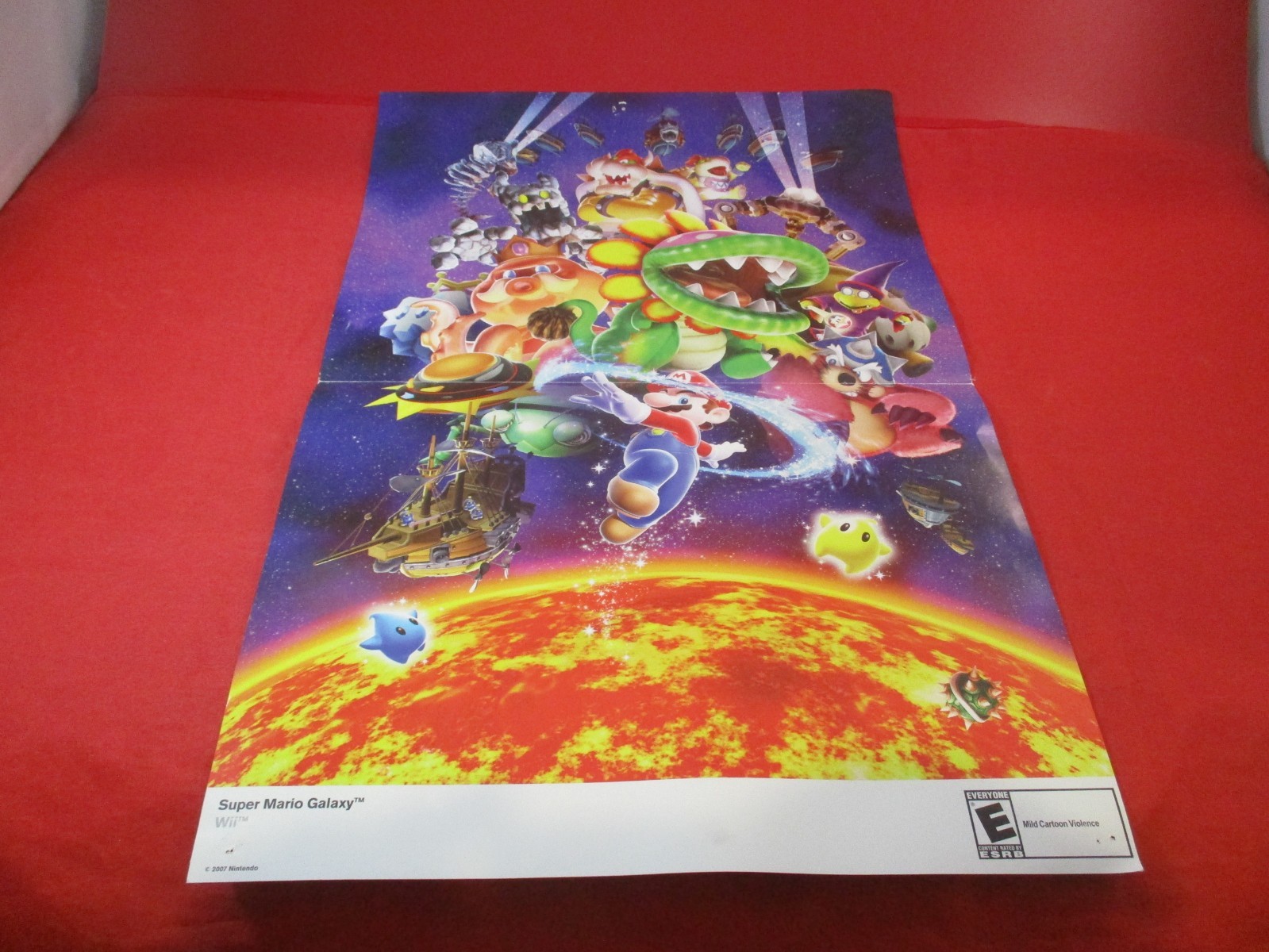 Super Mario Galaxy Nintendo Wii 2007 Foldable Promo Poster