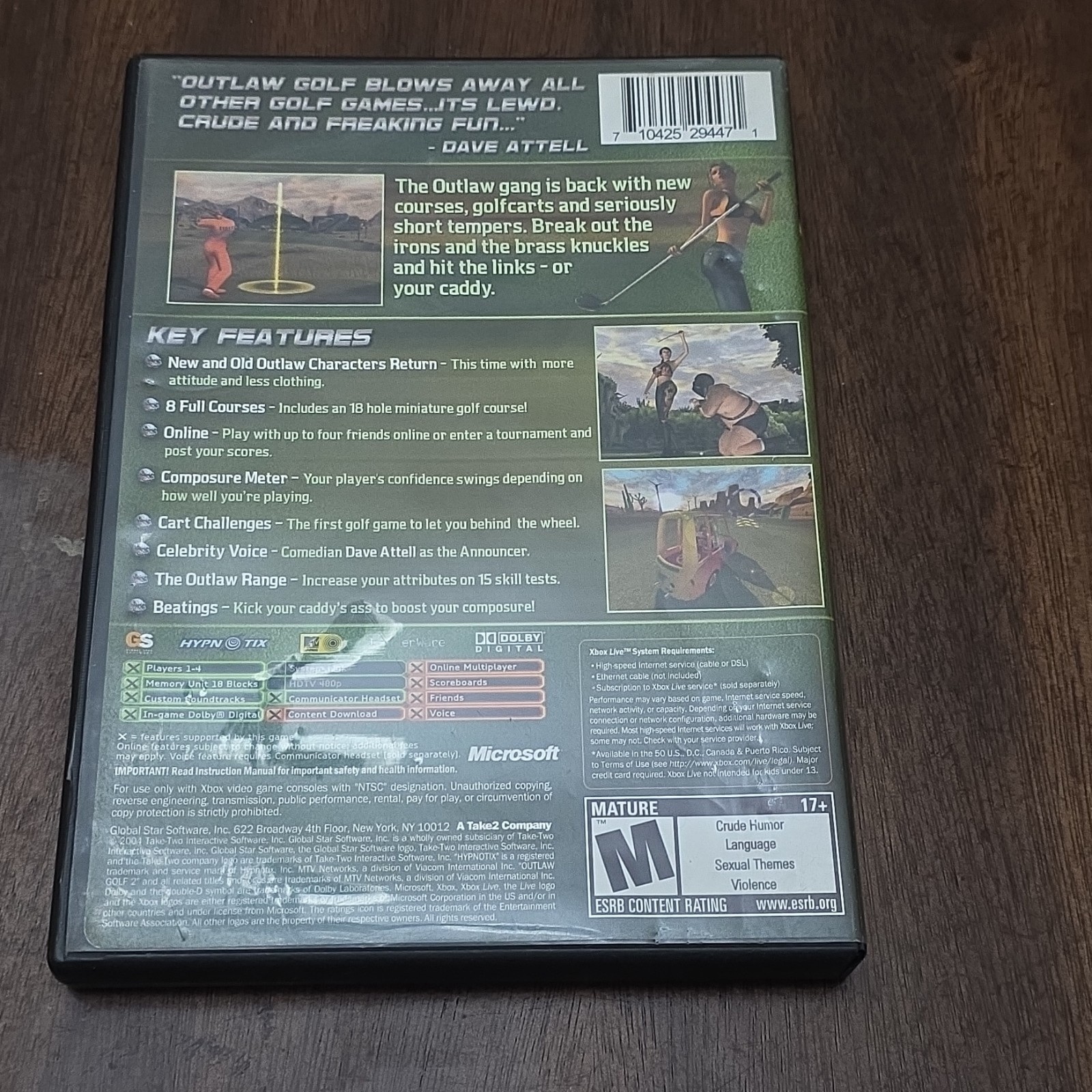 Global Star Software Outlaw Golf 2 Xbox Sports Action M Rated No Manual