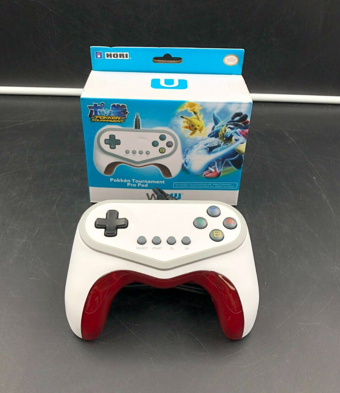 Hori Pokken Tournament White/Red Wired Pro Pad Controller for Nintendo Wii U