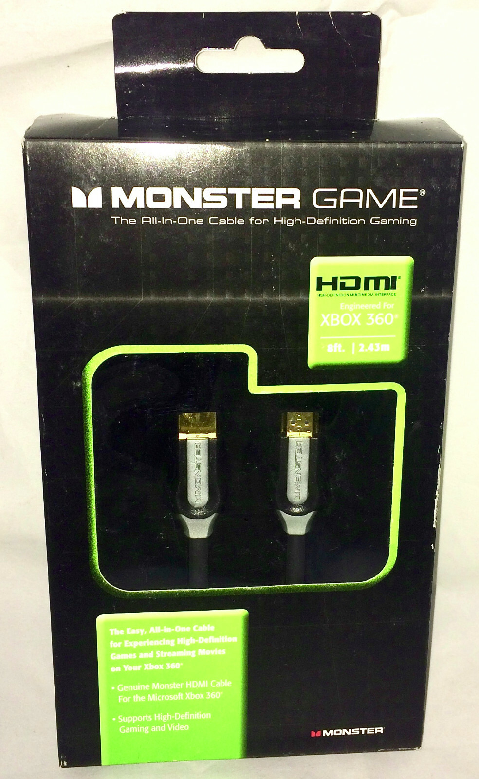 🎁 Monster Cable Game HDMI Xbox 360 LCD LED TV 8ft/2.4m 1080p HD Video Gaming 🎁