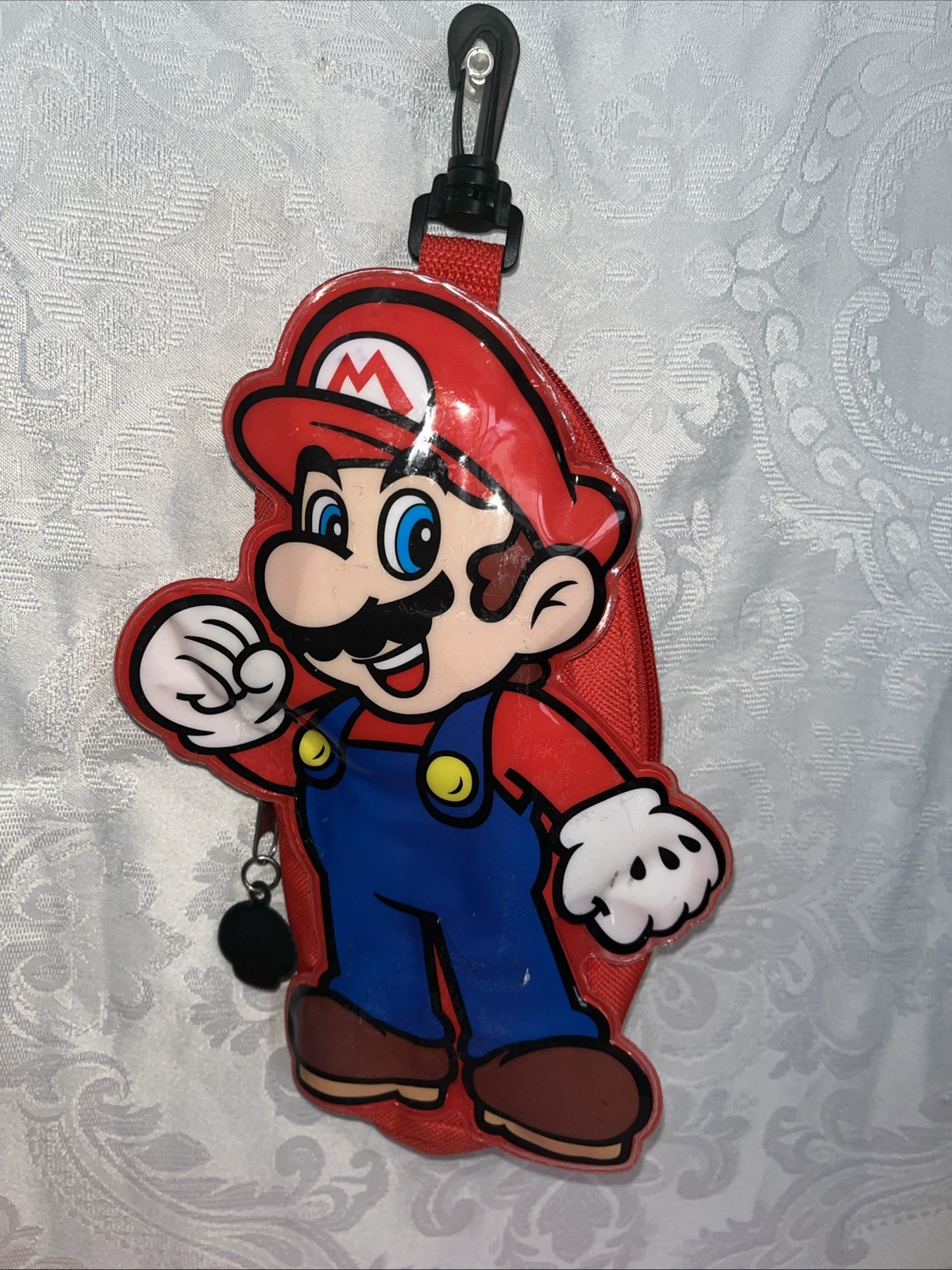 2012 Nintendo Super Mario Brothers Pencil Case w/ Backpack Clip Toadstool zipper