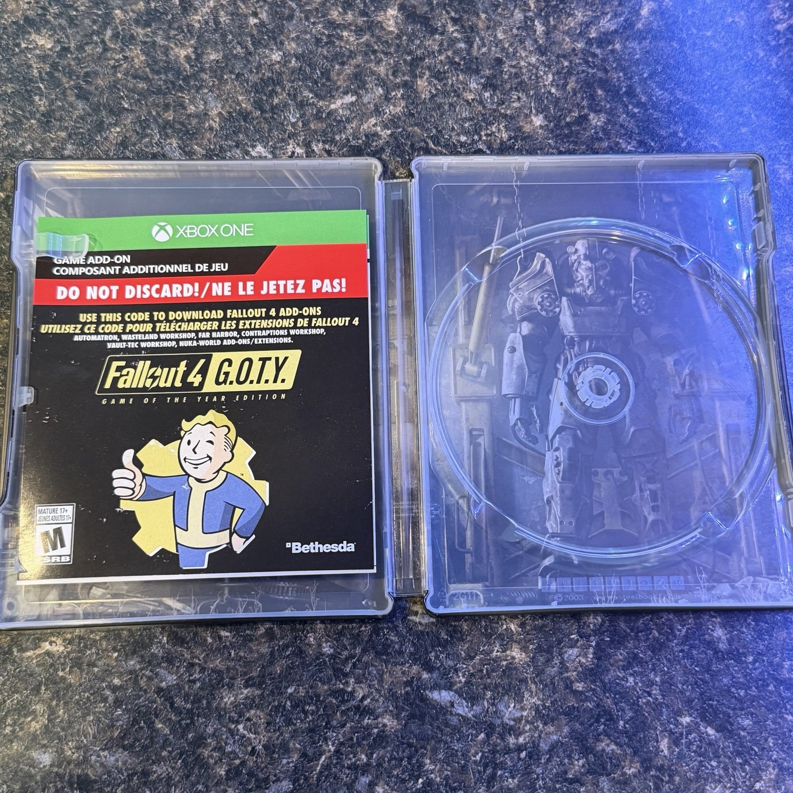 Fallout 4 (Microsoft Xbox One) Collector’s Steelbook Edition No Disc Broken Tab