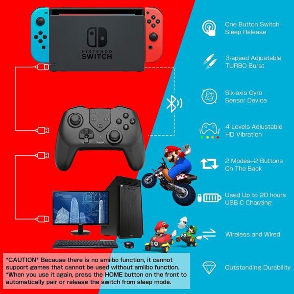 Black Wireless Switch Controller for Nintendo Switch/Lite/OLED Controller