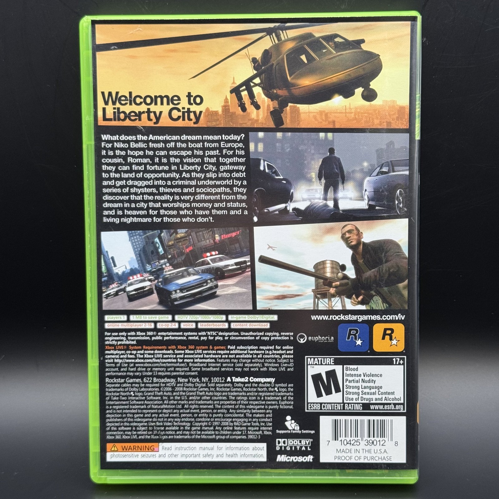 Xbox 360 Live Grand Theft Auto IV CIB COMPLETE IN BOX 2008 Map Manual Included