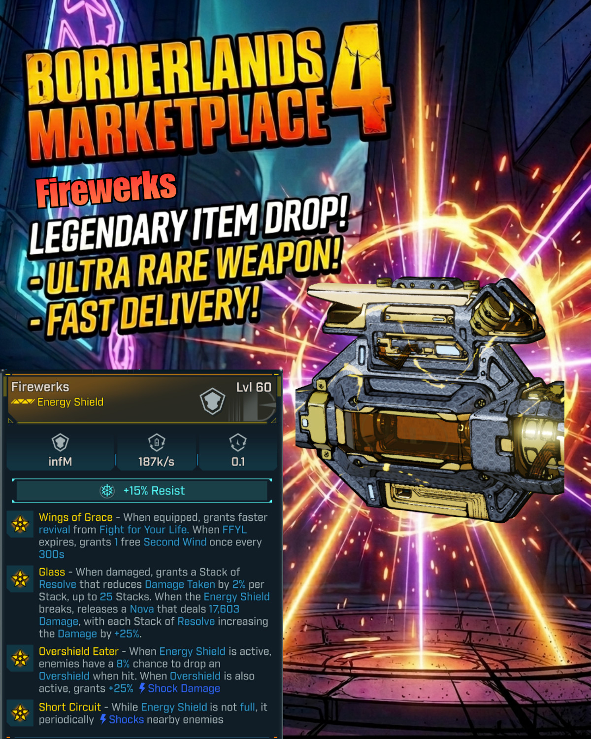 Borderlands 4⚡Modded Weapons Equipment 60 Level⚡PC-PS-XBOX⚡